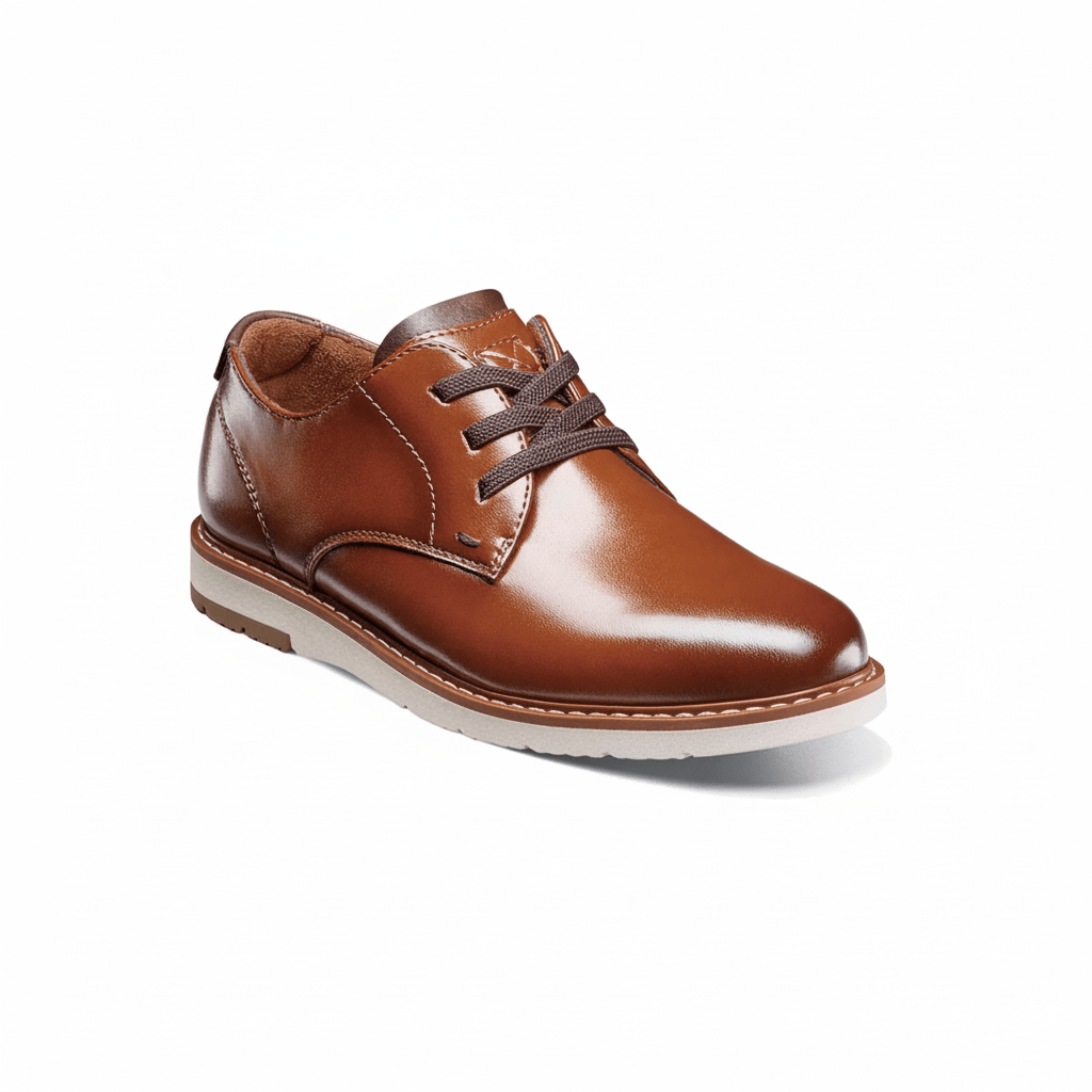 Florsheim Boys' Vibe Jr. Elastic Lace Plain Toe Oxford Cognac - 1108172 - Tip Top Shoes of New York