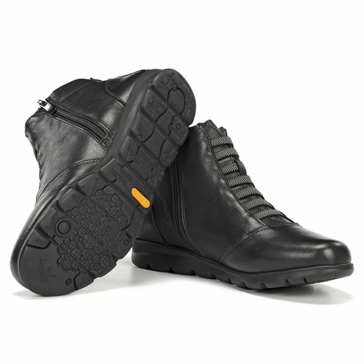 Fluchos Women's Susan Ankle Boot Sugar Black Leather - 9018051 - Tip Top Shoes of New York