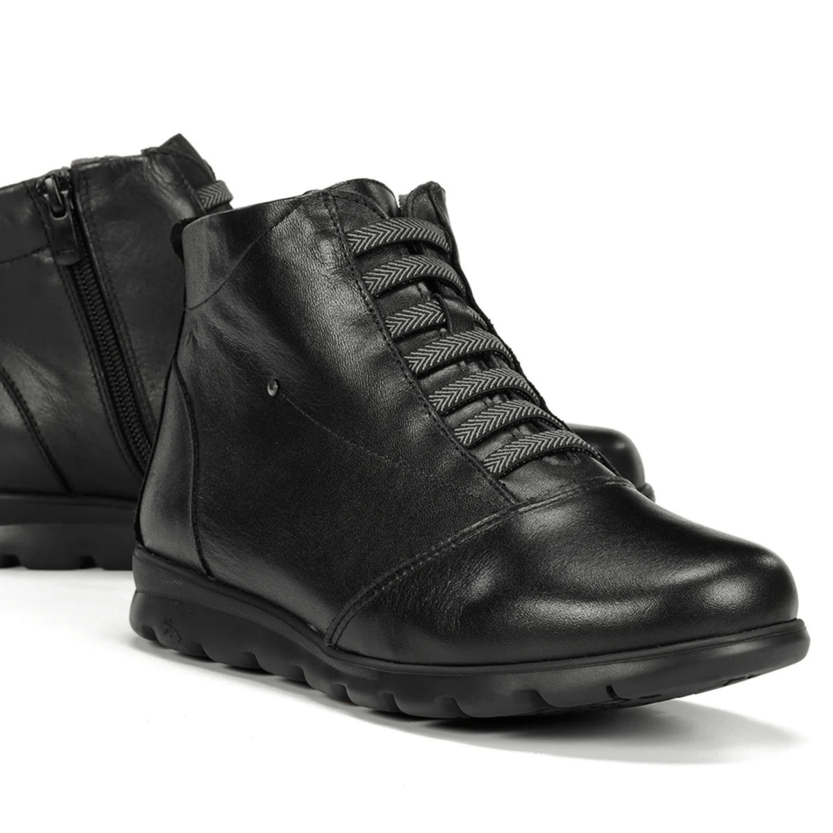 Fluchos Women's Susan Ankle Boot Sugar Black Leather - 9018051 - Tip Top Shoes of New York