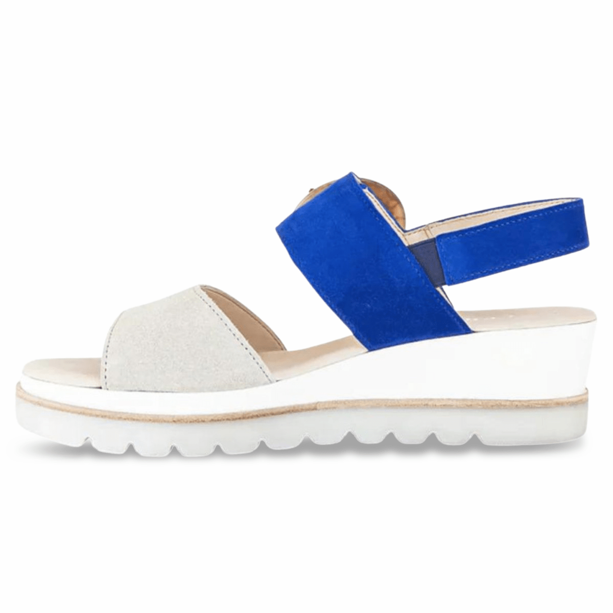 Gabor Women's 44.645 - 12 Sandal Royal/Bone Suede - 9020432 - Tip Top Shoes of New York