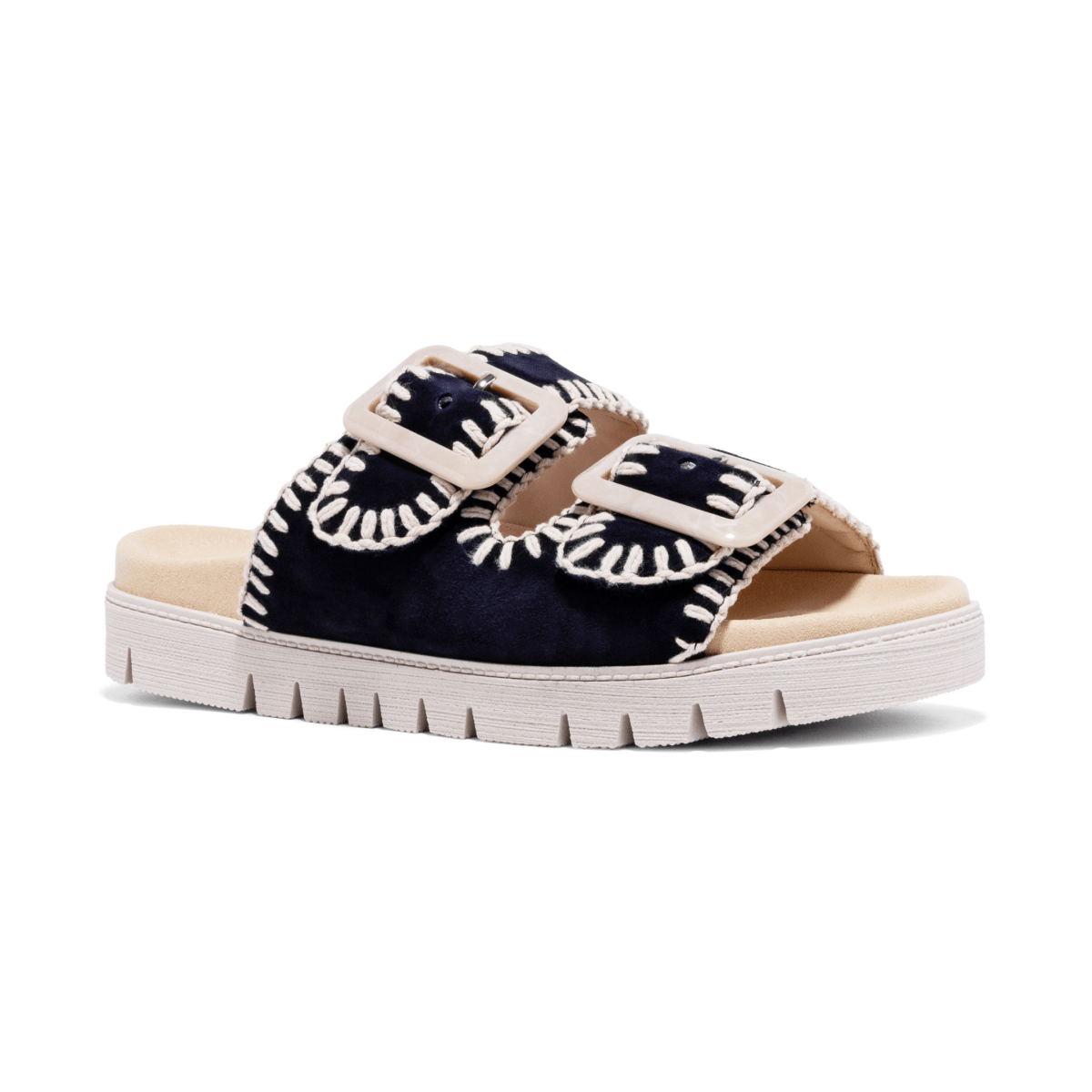 Gabor Women's 83.741.18 Mule White/Navy Suede - 9030670 - Tip Top Shoes of New York
