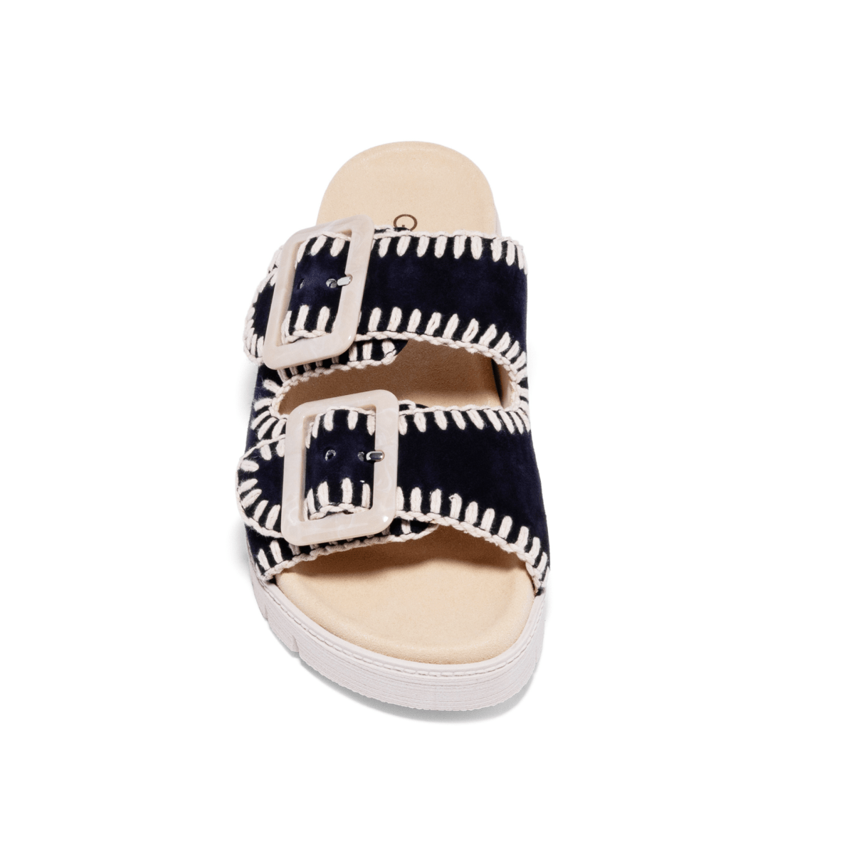 Gabor Women's 83.741.18 Mule White/Navy Suede - 9030670 - Tip Top Shoes of New York