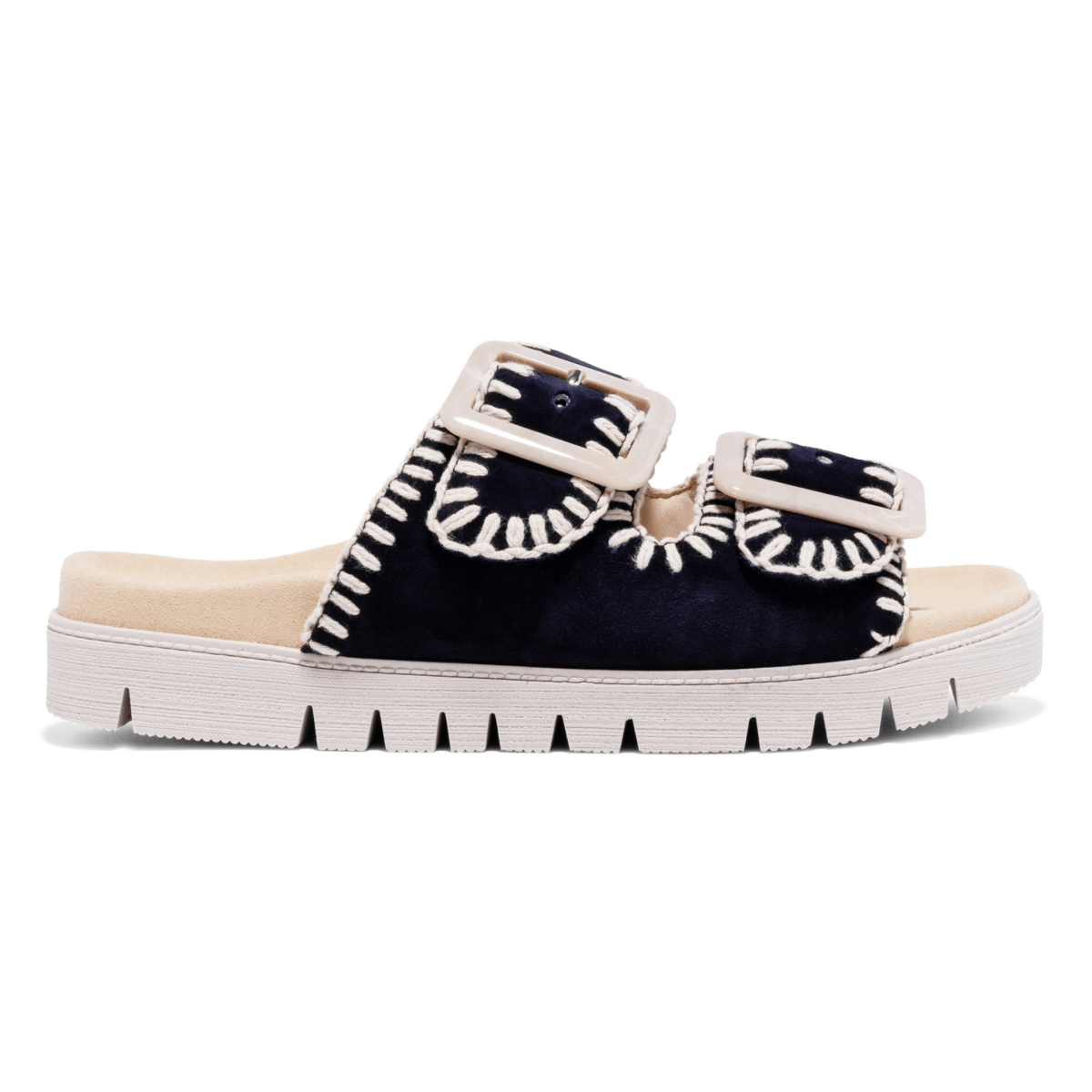 Gabor Women's 83.741.18 Mule White/Navy Suede - 9030670 - Tip Top Shoes of New York