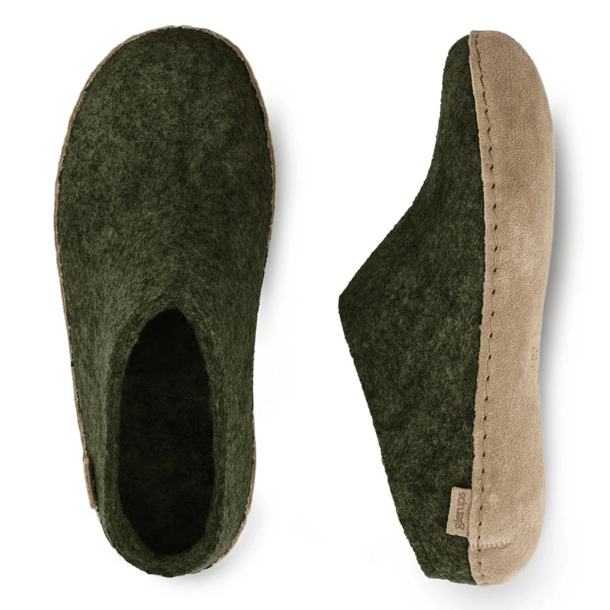Glerups Men's Model B Slipper with Leather Sole Green Forest - 11029321 - Tip Top Shoes of New York