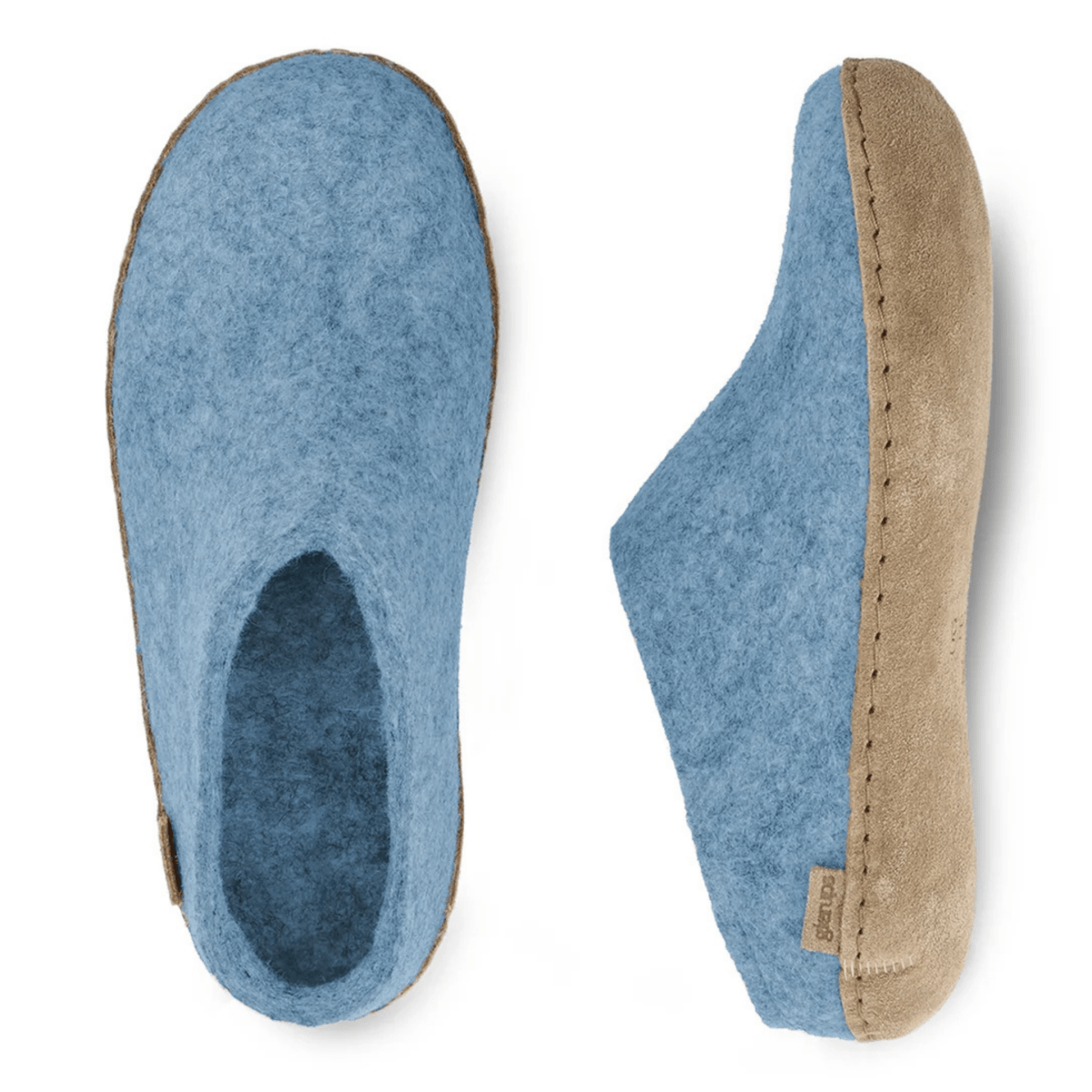 Glerups Women's Model B Slipper with Leather Sole Sky Blue - 11029313 - Tip Top Shoes of New York