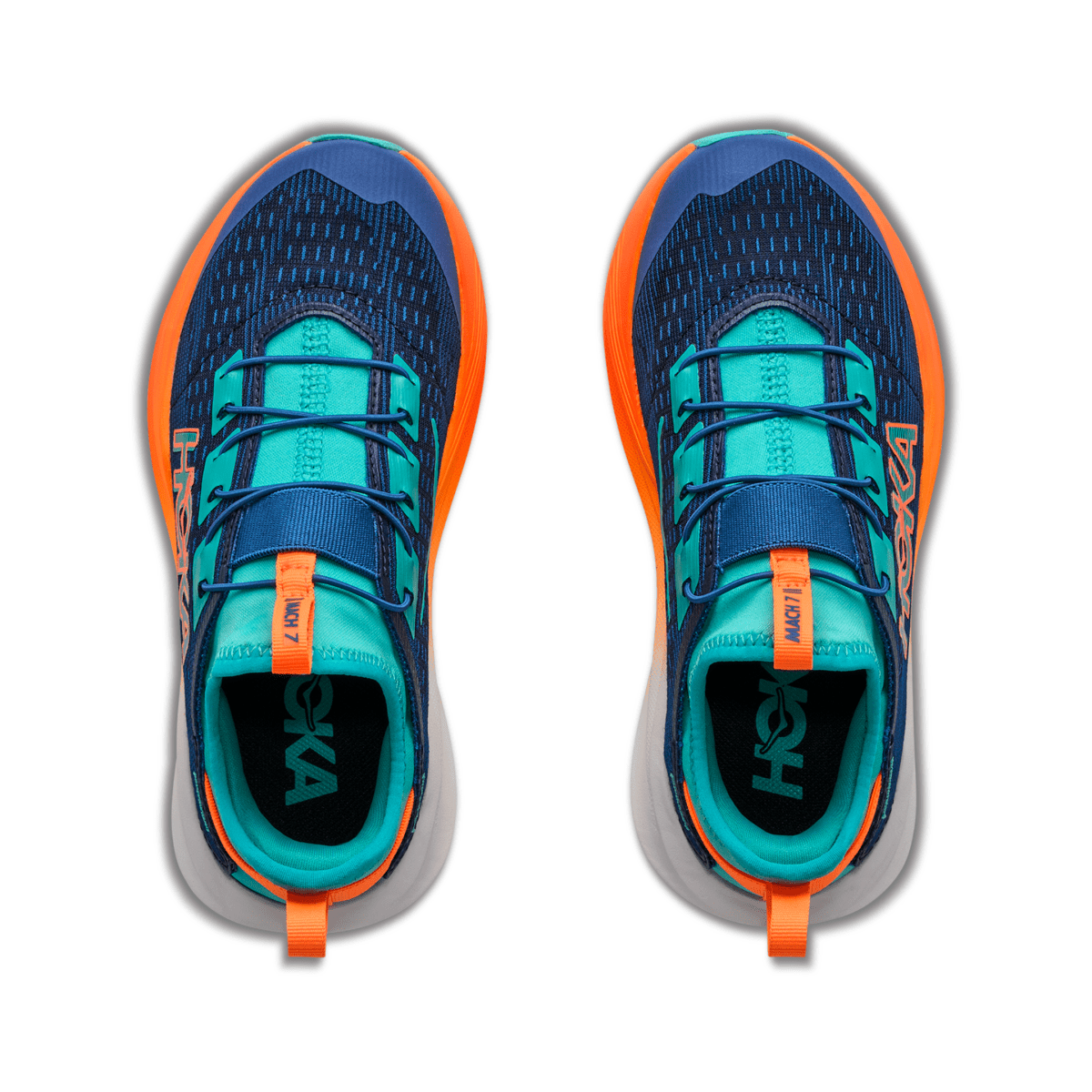 Hoka One One Kids (Preschool) Mach 7 Night Glow Blue/Neon Tangerine - 1110699 - Tip Top Shoes of New York