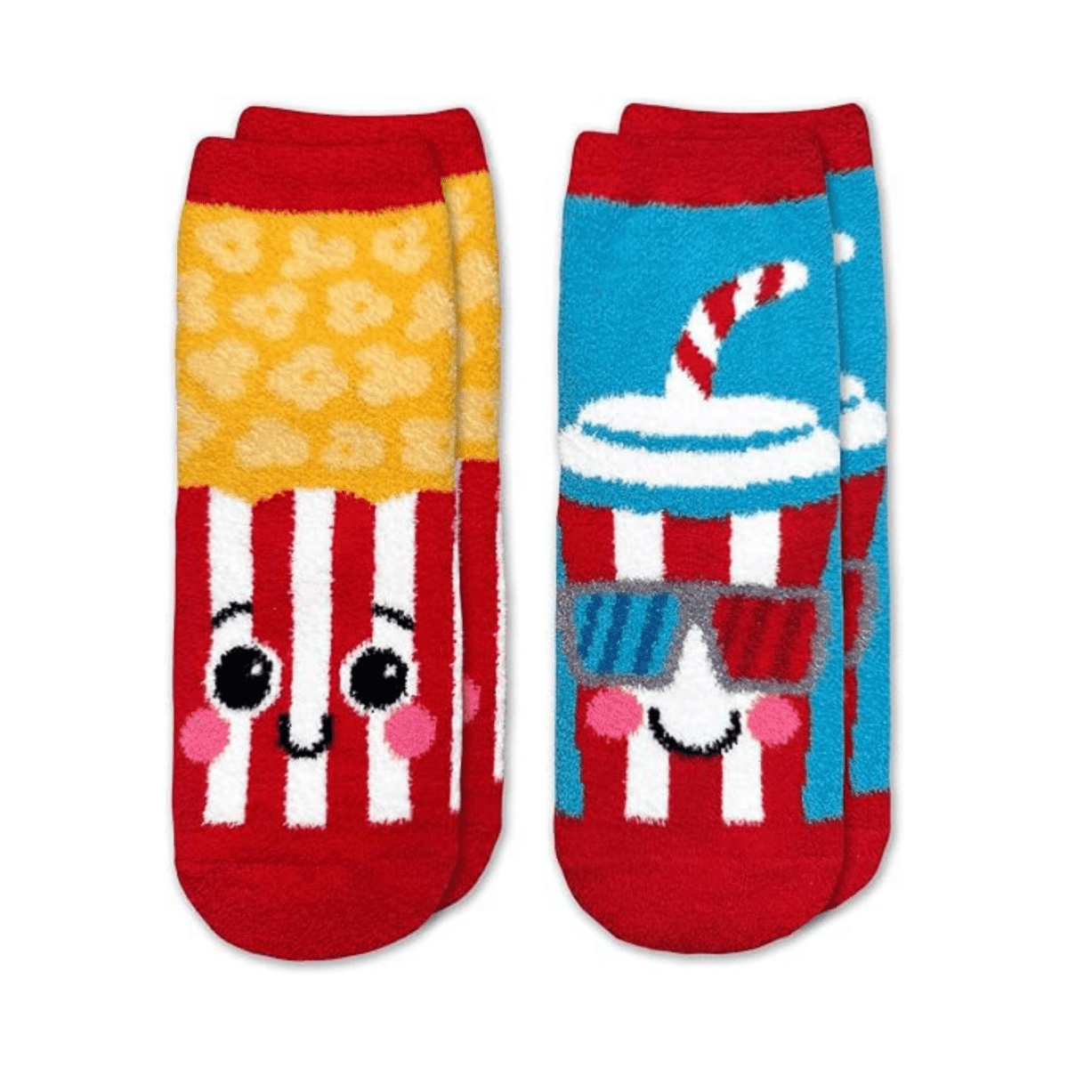 Jefferies Kids Movie Night Fuzzy 2-Pack Socks Red/Blue/Yellow - 1116865 - Tip Top Shoes of New York