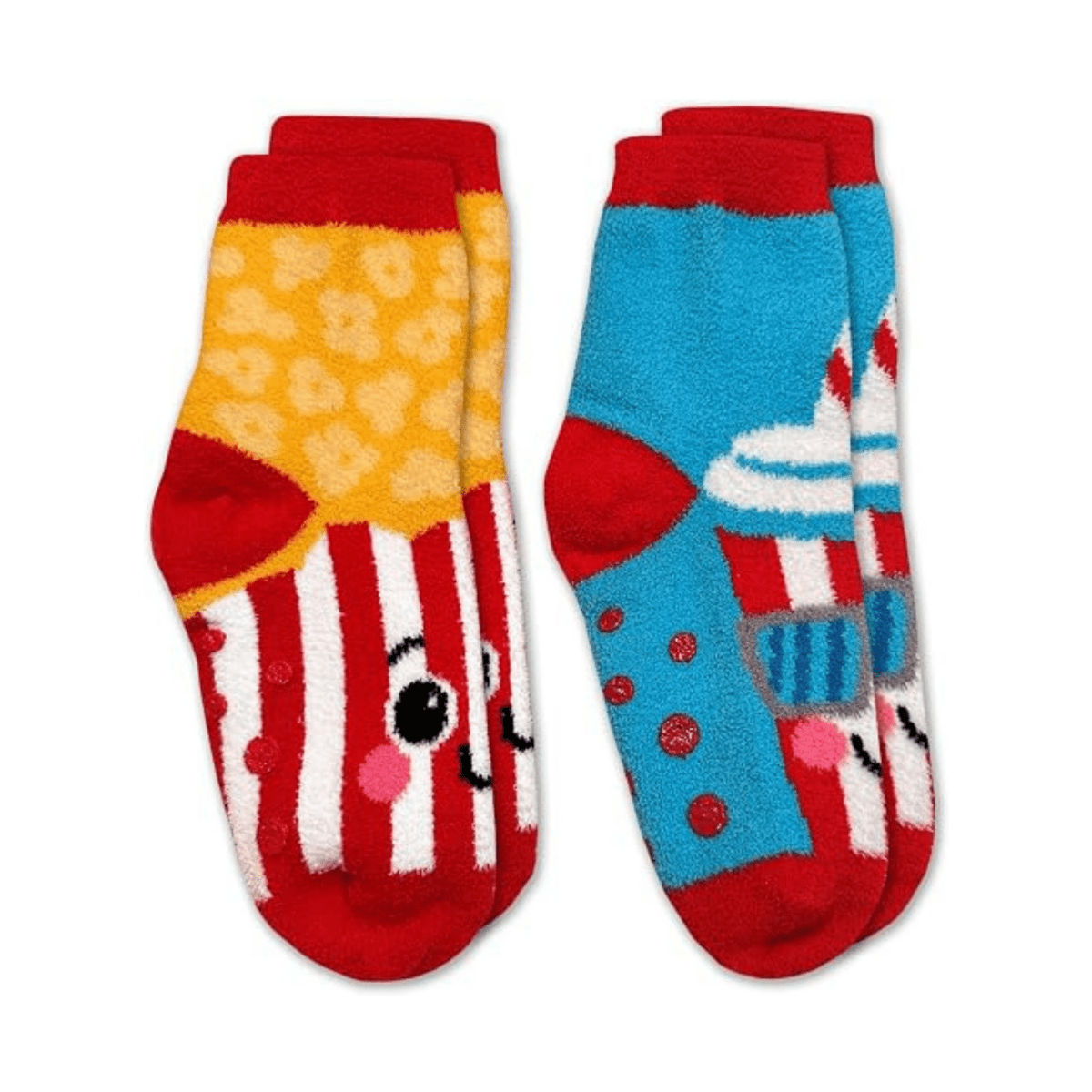 Jefferies Kids Movie Night Fuzzy 2-Pack Socks Red/Blue/Yellow - 1116865 - Tip Top Shoes of New York