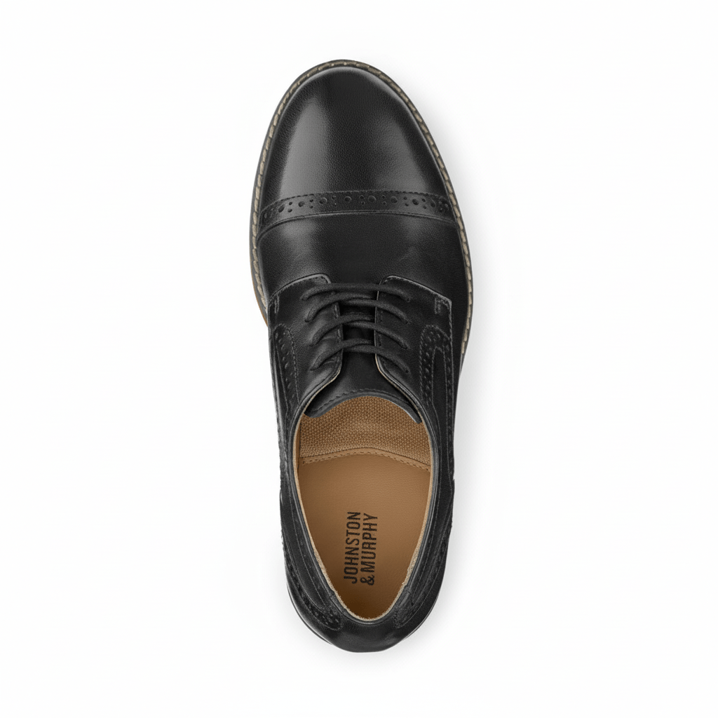 Johnston & Murphy Boy's (Grade School) Upton Conard Cap Toe Black - 1091591 - Tip Top Shoes of New York