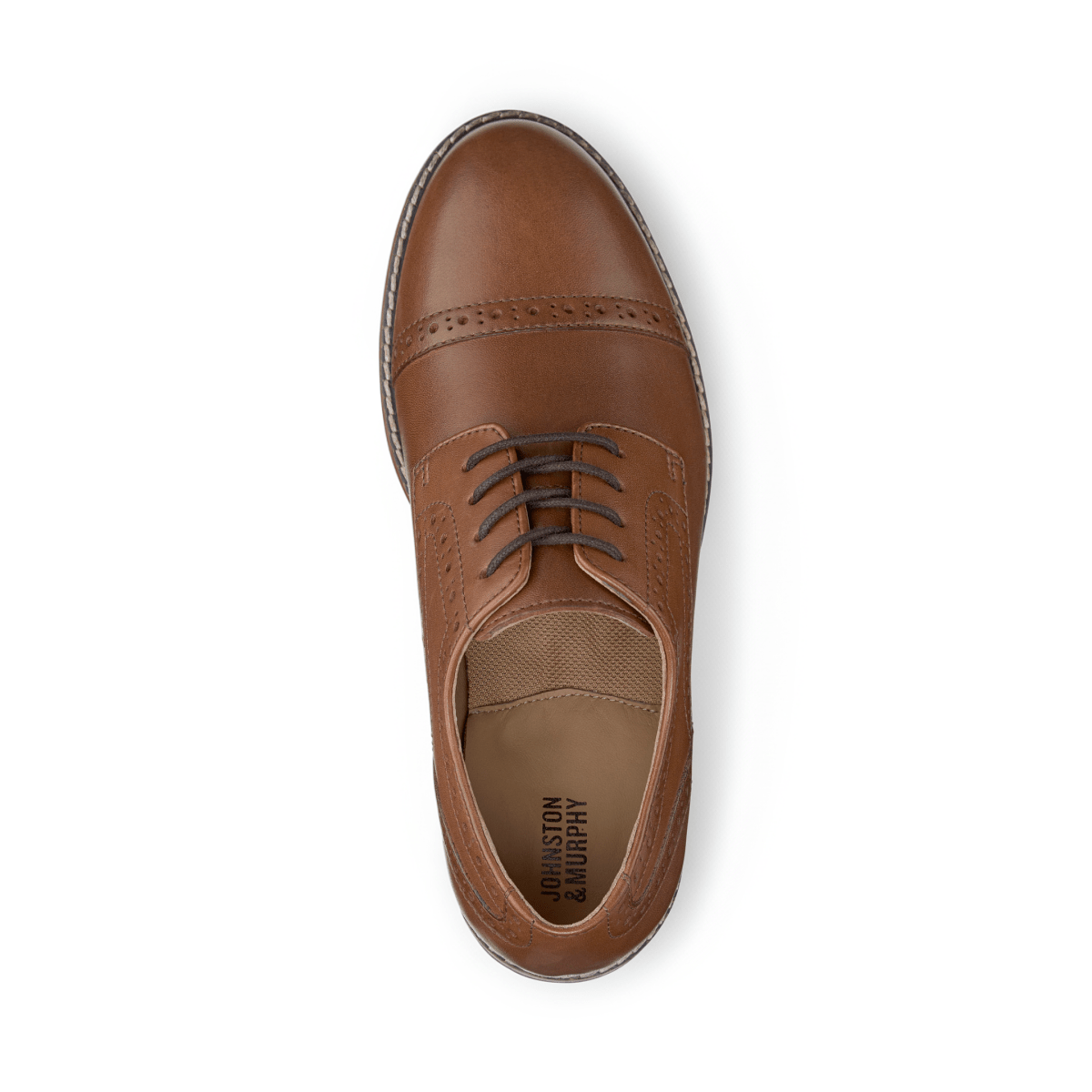 Johnston & Murphy Boys Upton Conard Cap Toe Tan Leather - 1111220 - Tip Top Shoes of New York