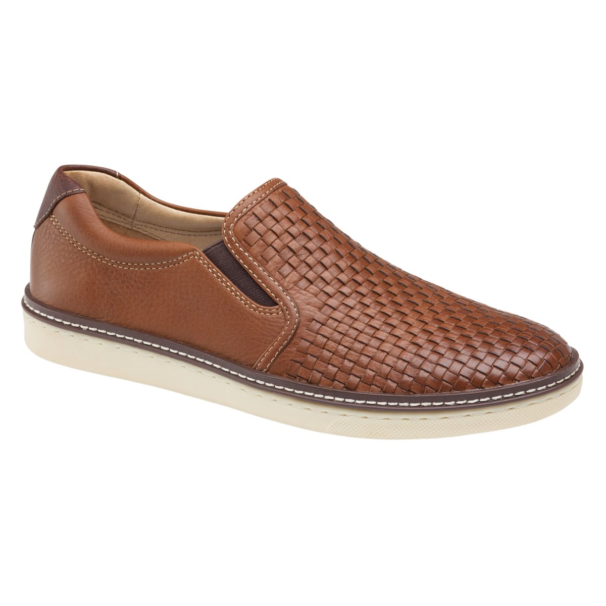 Johnston And Murphy Mens Mcguffey Woven Slip On Tan Leather — Tip Top Shoes Of New York 4214