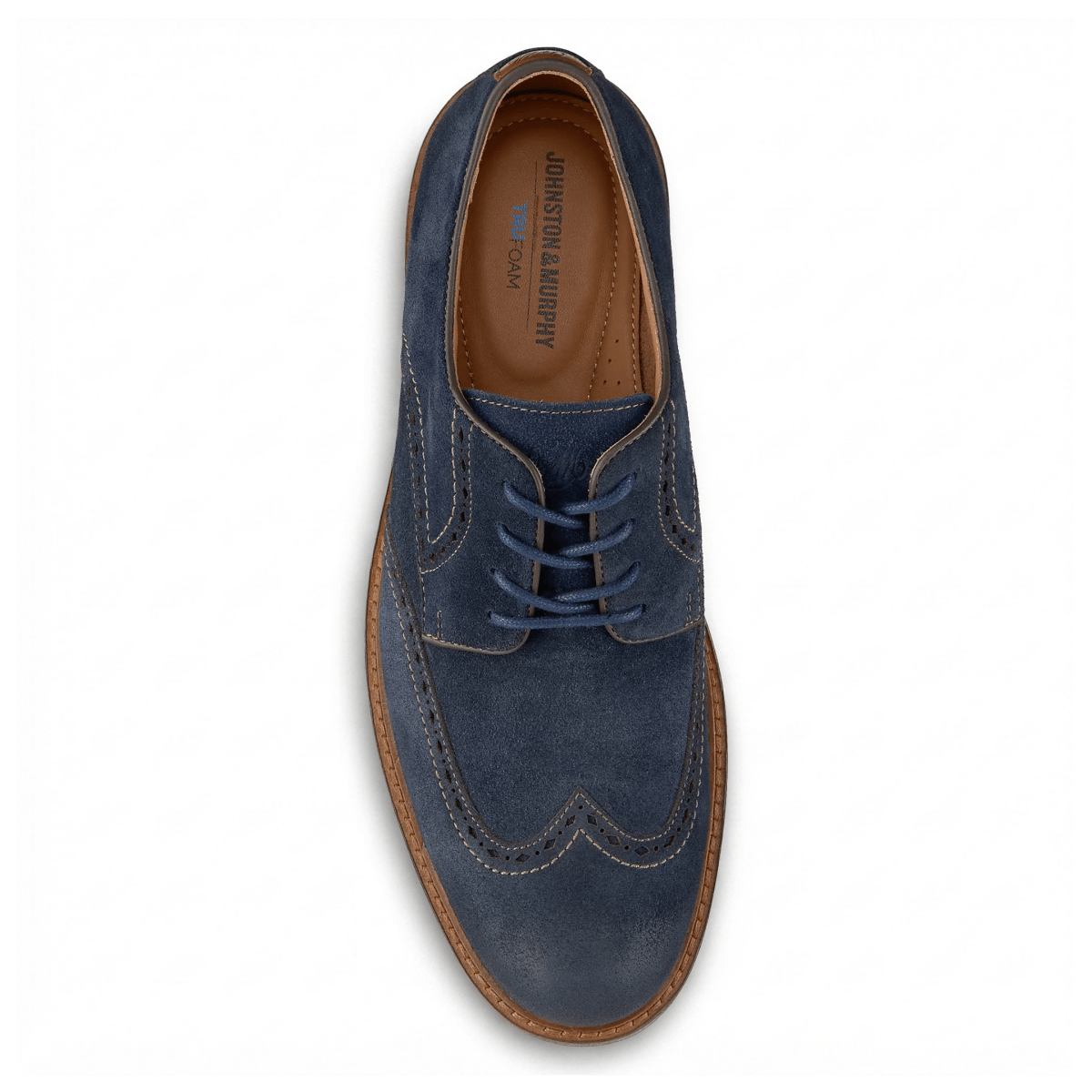 Johnston & Murphy Men's Ripley Wing Tip Navy Suede - 9036065 - Tip Top Shoes of New York