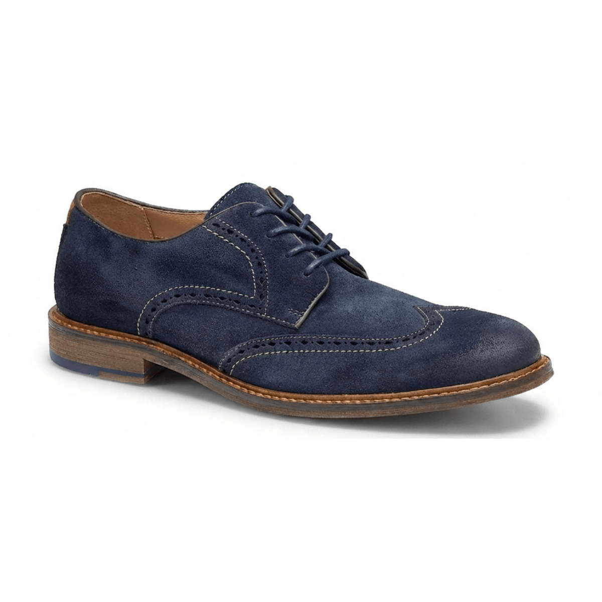 Johnston & Murphy Men's Ripley Wing Tip Navy Suede - 9036065 - Tip Top Shoes of New York