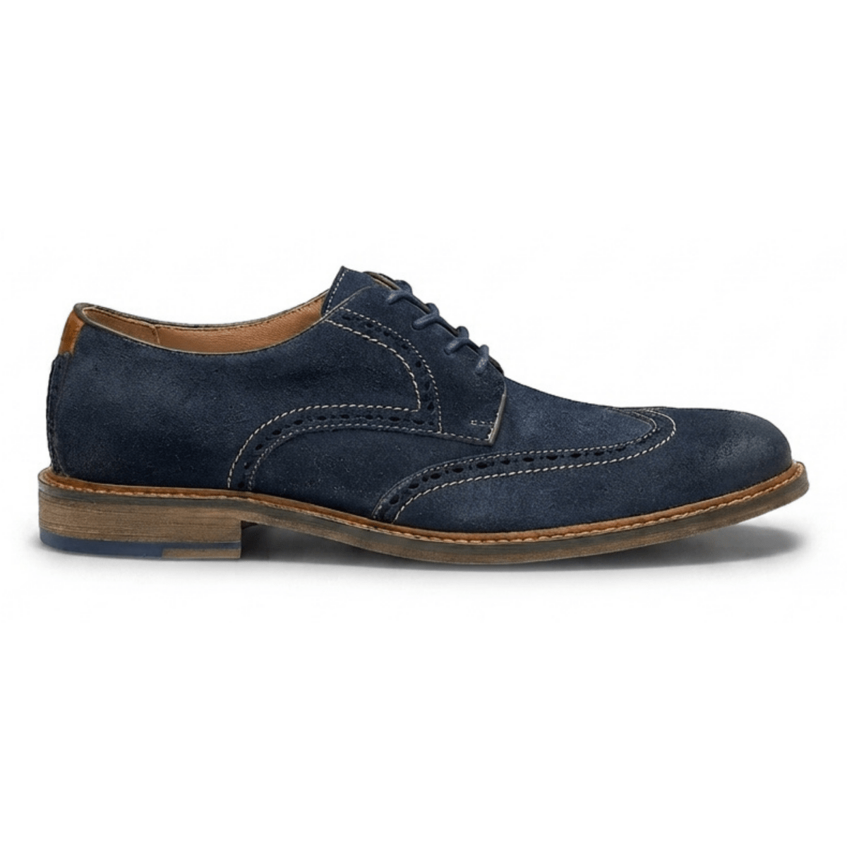 Johnston & Murphy Men's Ripley Wing Tip Navy Suede - 9036065 - Tip Top Shoes of New York