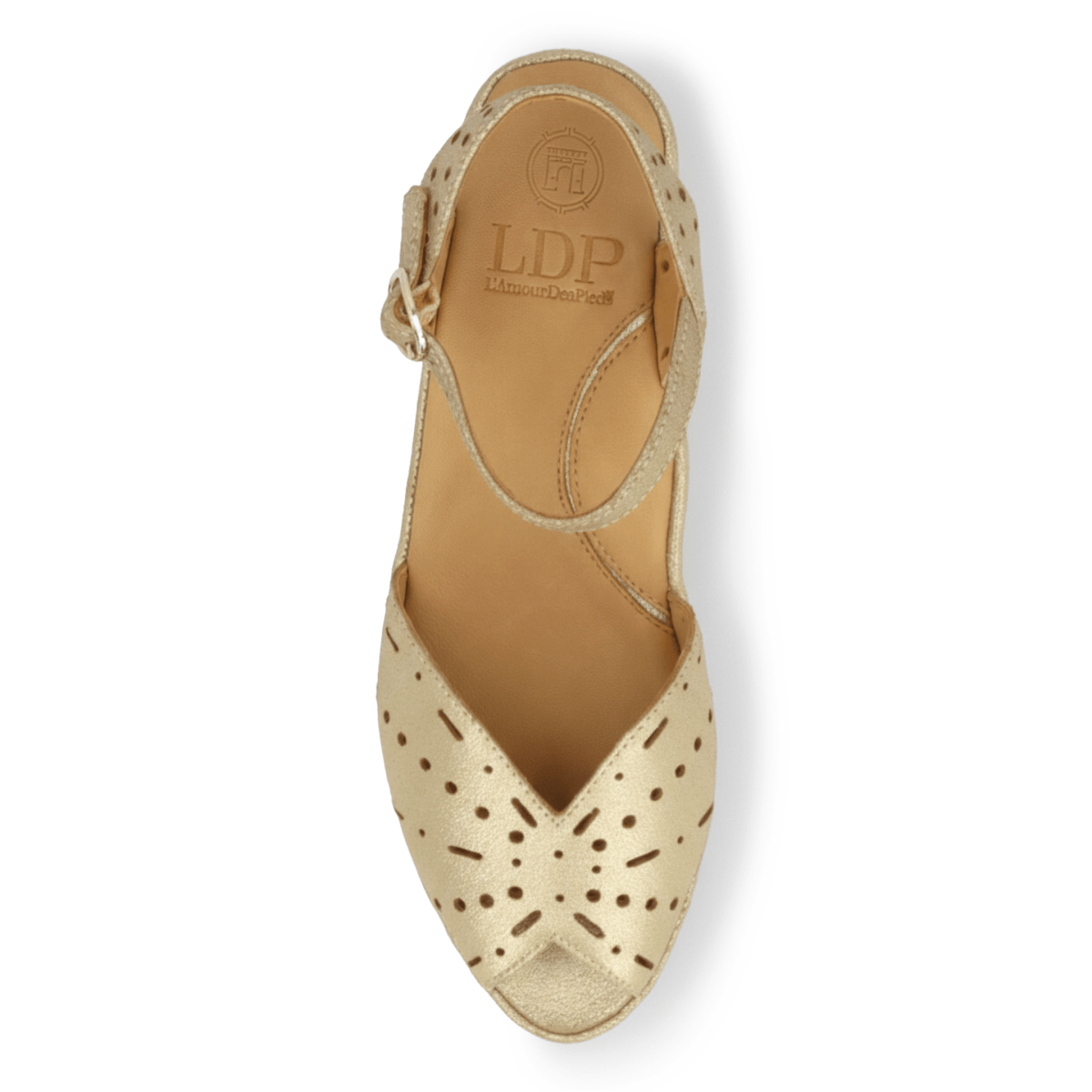 L'Amour Des Pieds Women's Brenn Gold Stardust Suede - 9034320 - Tip Top Shoes of New York