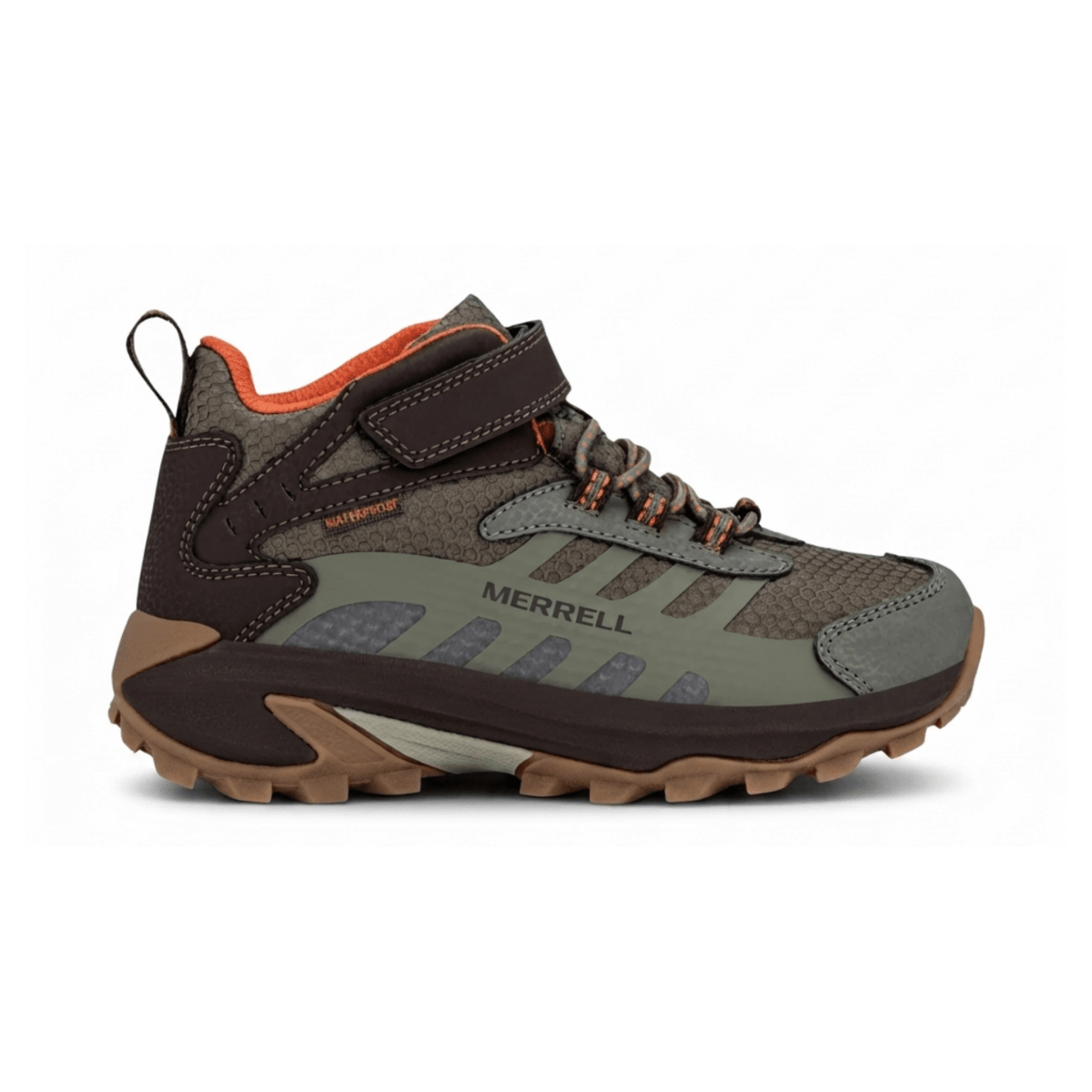 Merrell Kids Moab Speed 2 Mid Brown/Orange/Olive - 1108561 - Tip Top Shoes of New York