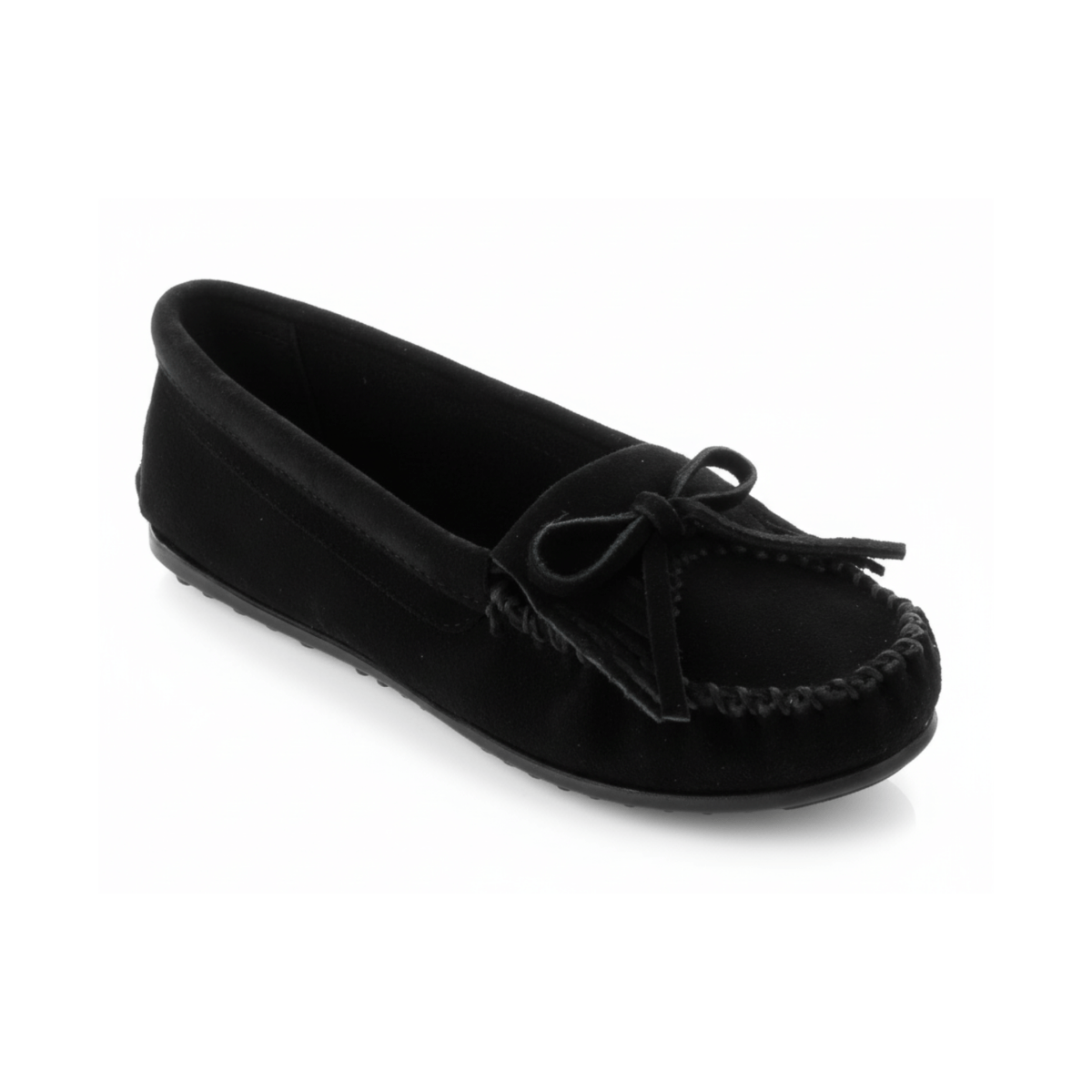 Minnetonka Women's 400 Kilty Hardsole Black Suede - 406635303019 - Tip Top Shoes of New York