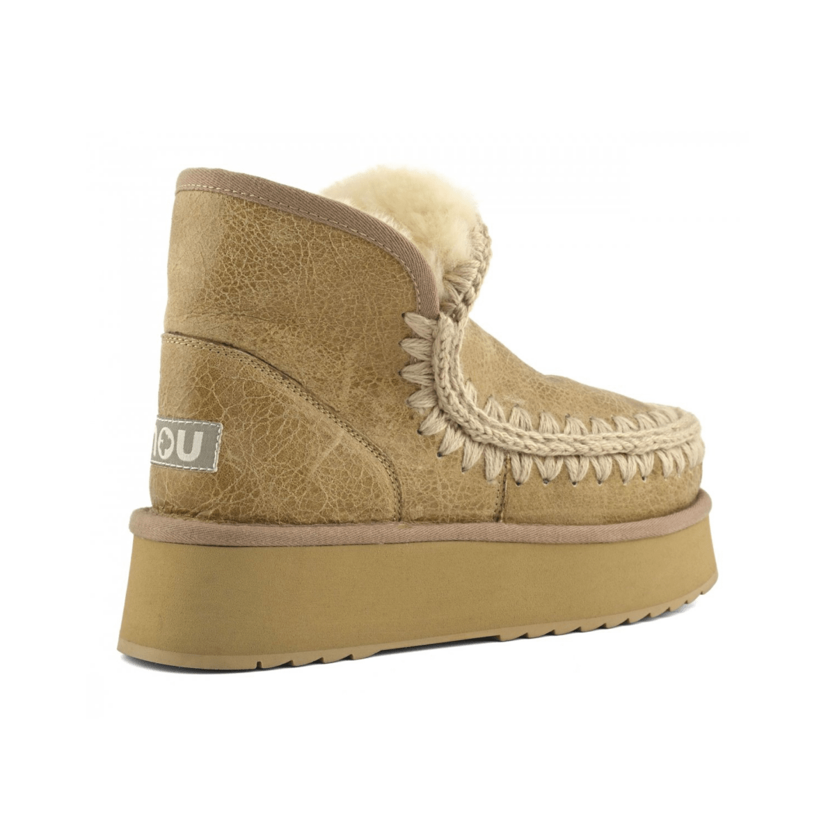 MOU Women's Mini Eskimo Platform Boot Crackled Old Beige Special Leather - 9026997 - Tip Top Shoes of New York