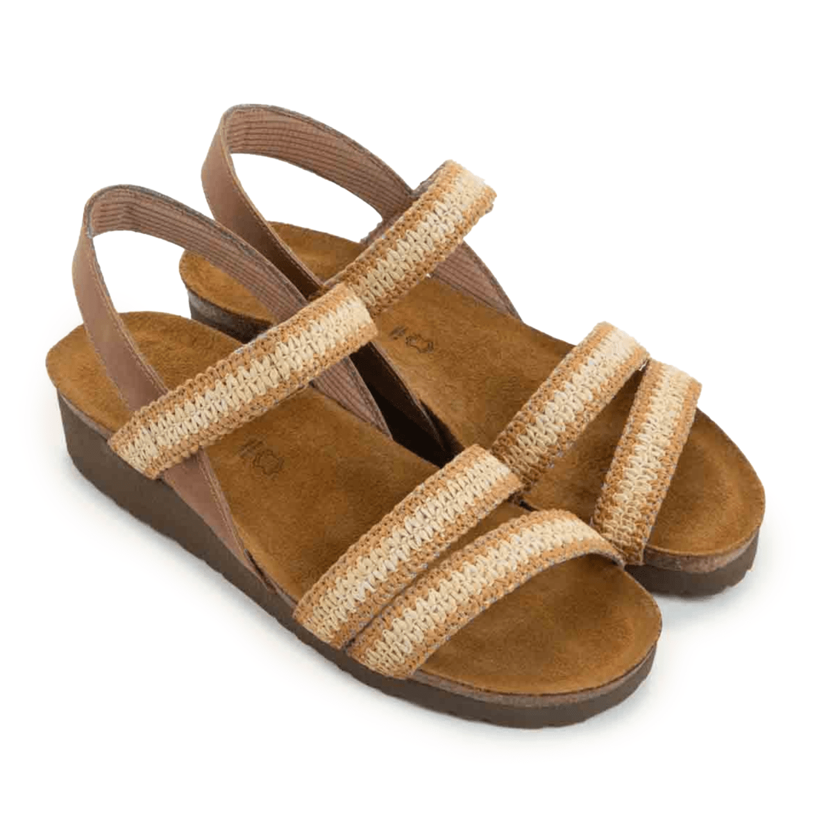Naot Women's Kayla Latte Brown Leather/Latte/Ivory Raffia - 9029109 - Tip Top Shoes of New York