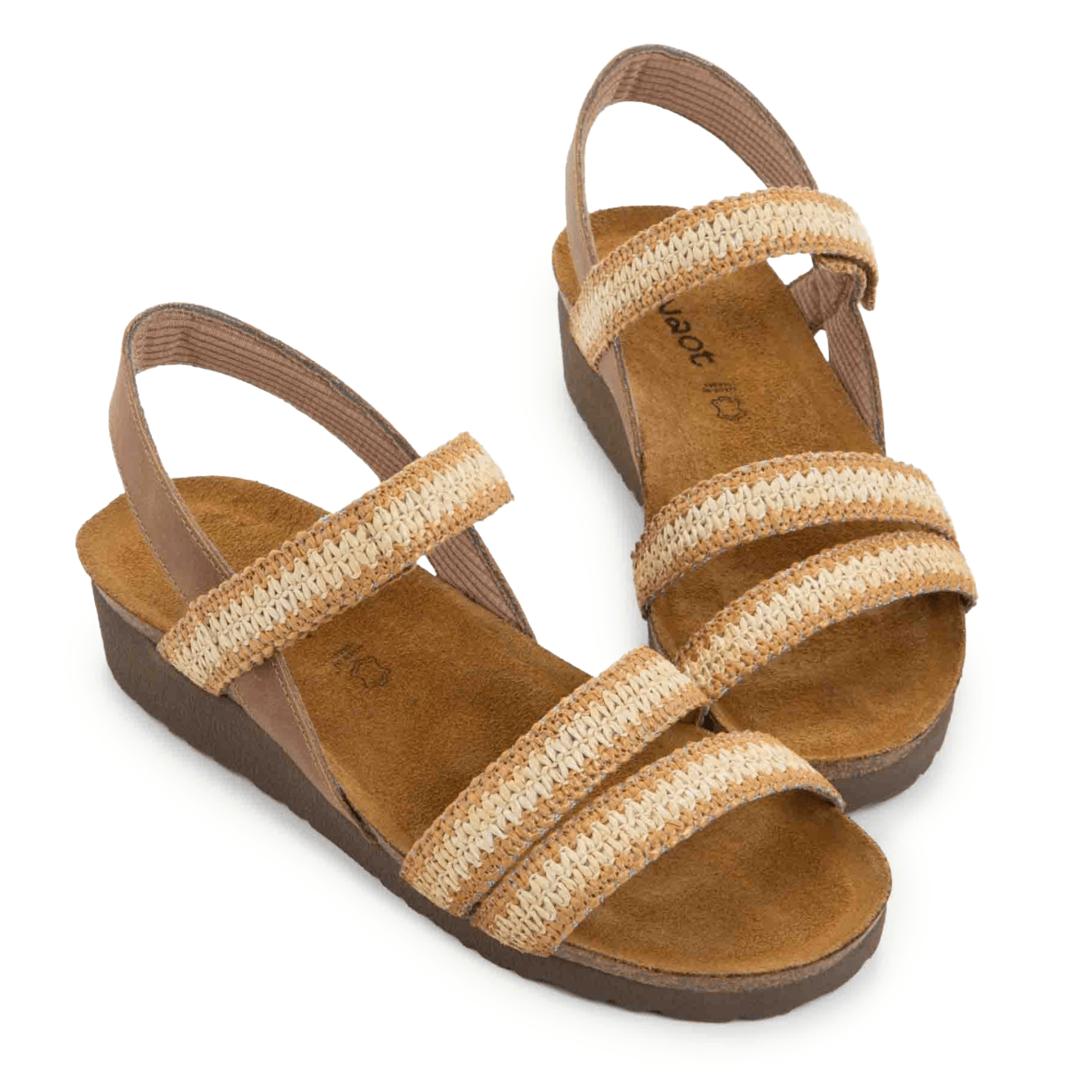 Naot Women's Kayla Latte Brown Leather/Latte/Ivory Raffia - 9029109 - Tip Top Shoes of New York