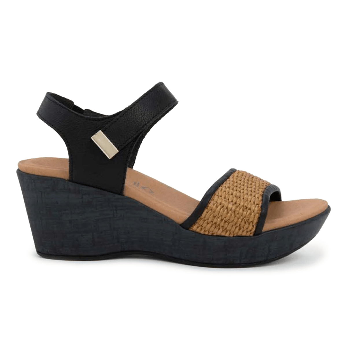 Naot Women's Summer Raffia Soft Black Leather/Gold Brown Raffia - 9029084 - Tip Top Shoes of New York