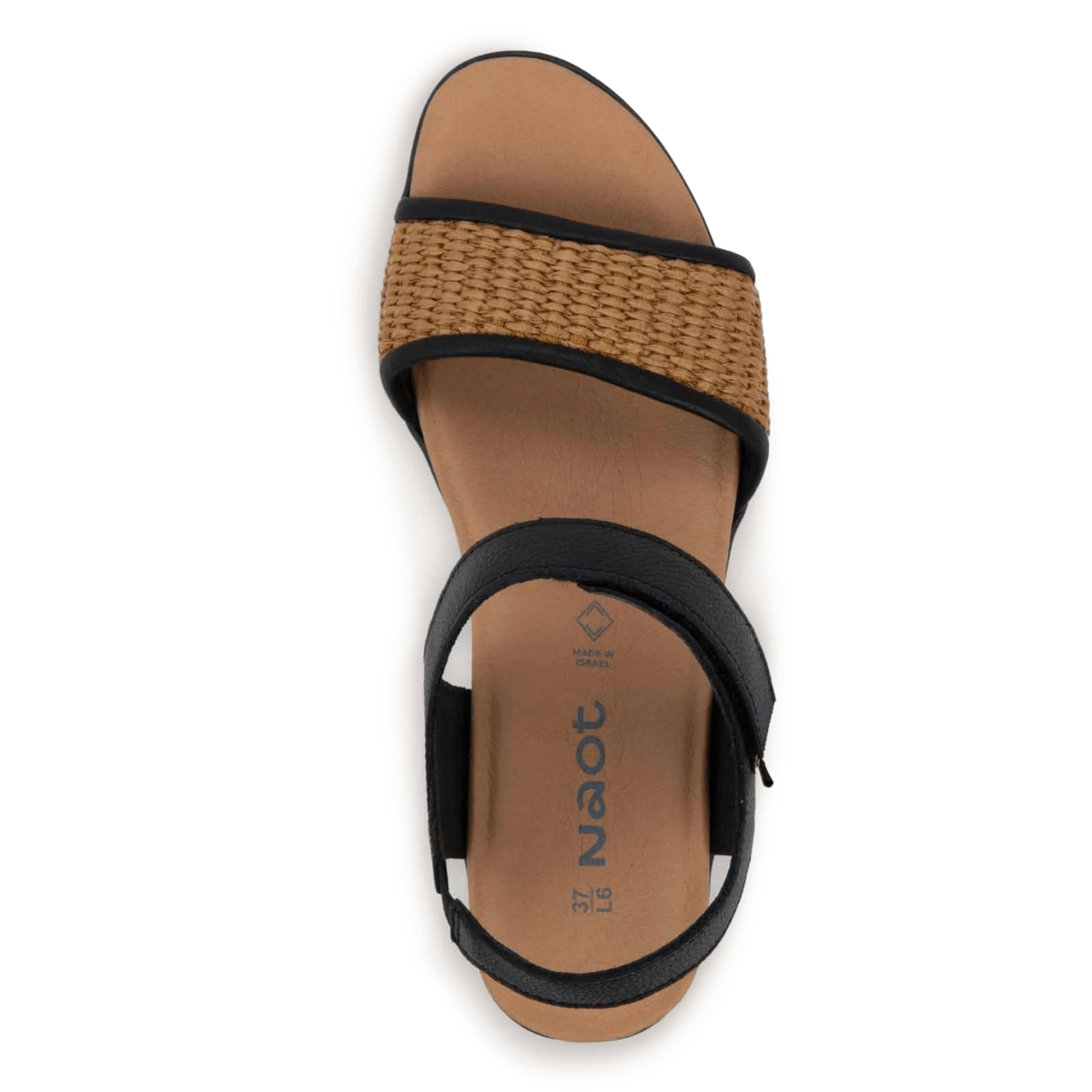 Naot Women's Summer Raffia Soft Black Leather/Gold Brown Raffia - 9029084 - Tip Top Shoes of New York