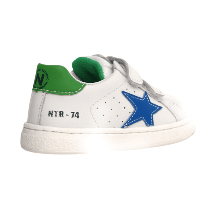 Naturino Boy's (Sizes 27 - 31) Pinn VL White/Blue Star/Green Leather - 1093749 - Tip Top Shoes of New York