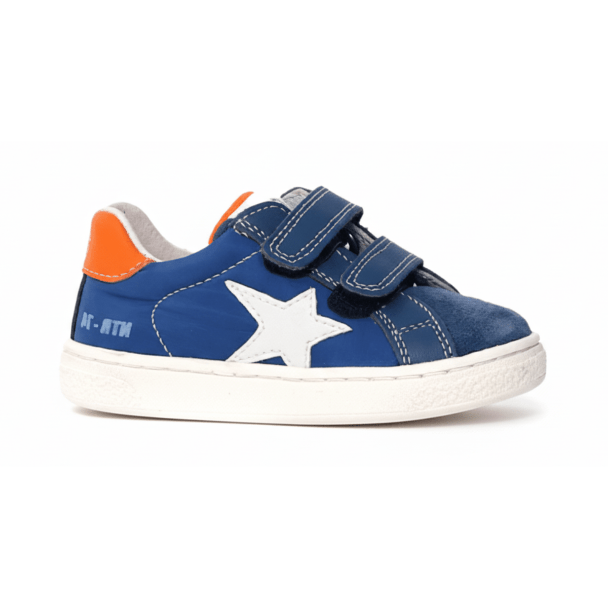 Naturino Boys (Sizes 27 - 32) Pinn VL Blue Nylon/Orange/White Star/Blue Suede - 1093758 - Tip Top Shoes of New York