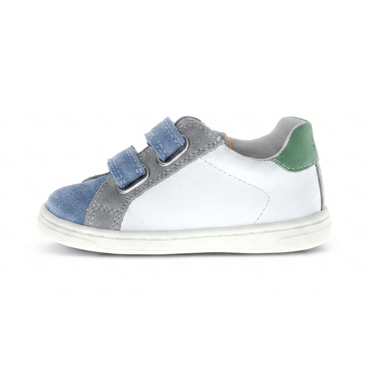 Naturino Boys (Sizes 27 - 32) Pinn VL White Leather/Blue/Grey Suede - 1106259 - Tip Top Shoes of New York