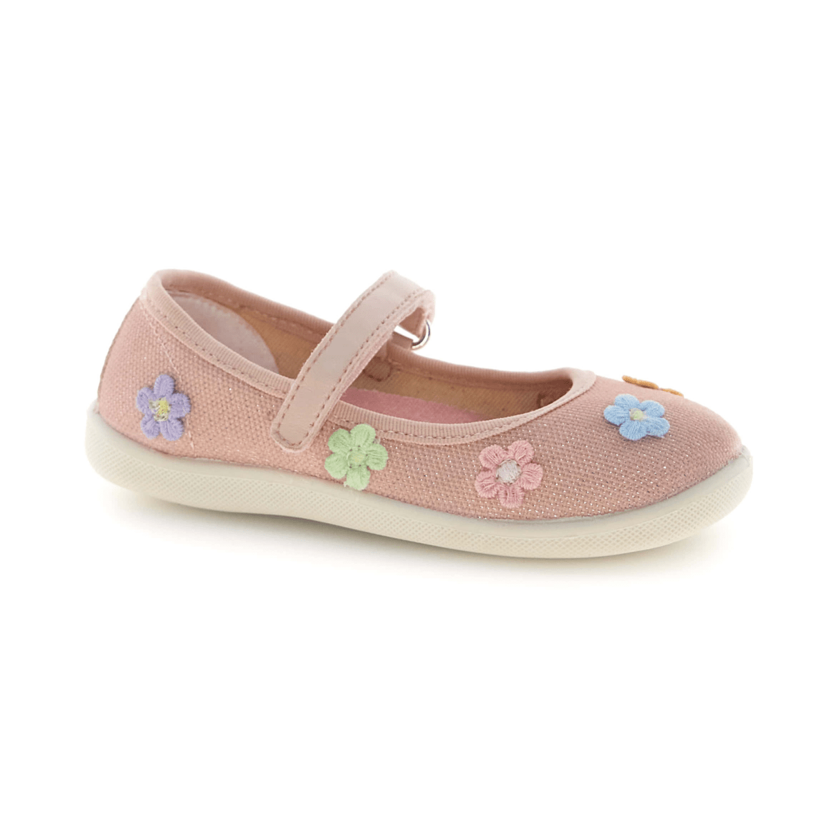 Naturino Girls (Sizes 26 - 29) Malilia Pink Canvas Embroidered Flowers Mary Jane - 1106437 - Tip Top Shoes of New York