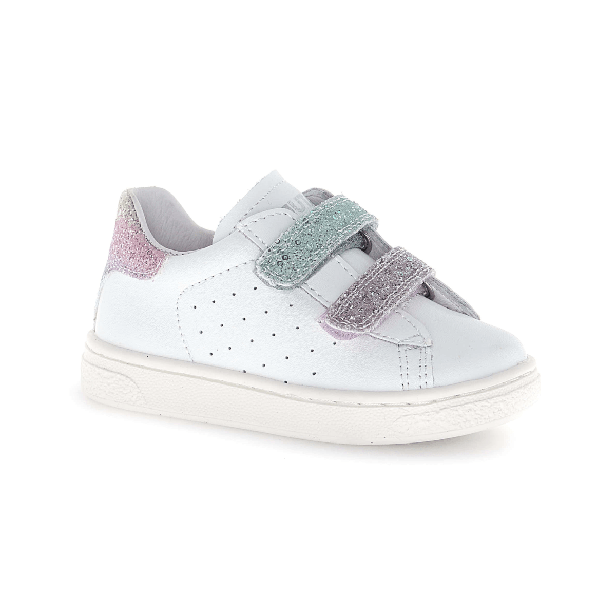 Naturino Girls (Sizes 27 - 31) Hasselt 2 VL White Leather/Blue/Pink Glitter - 1106313 - Tip Top Shoes of New York