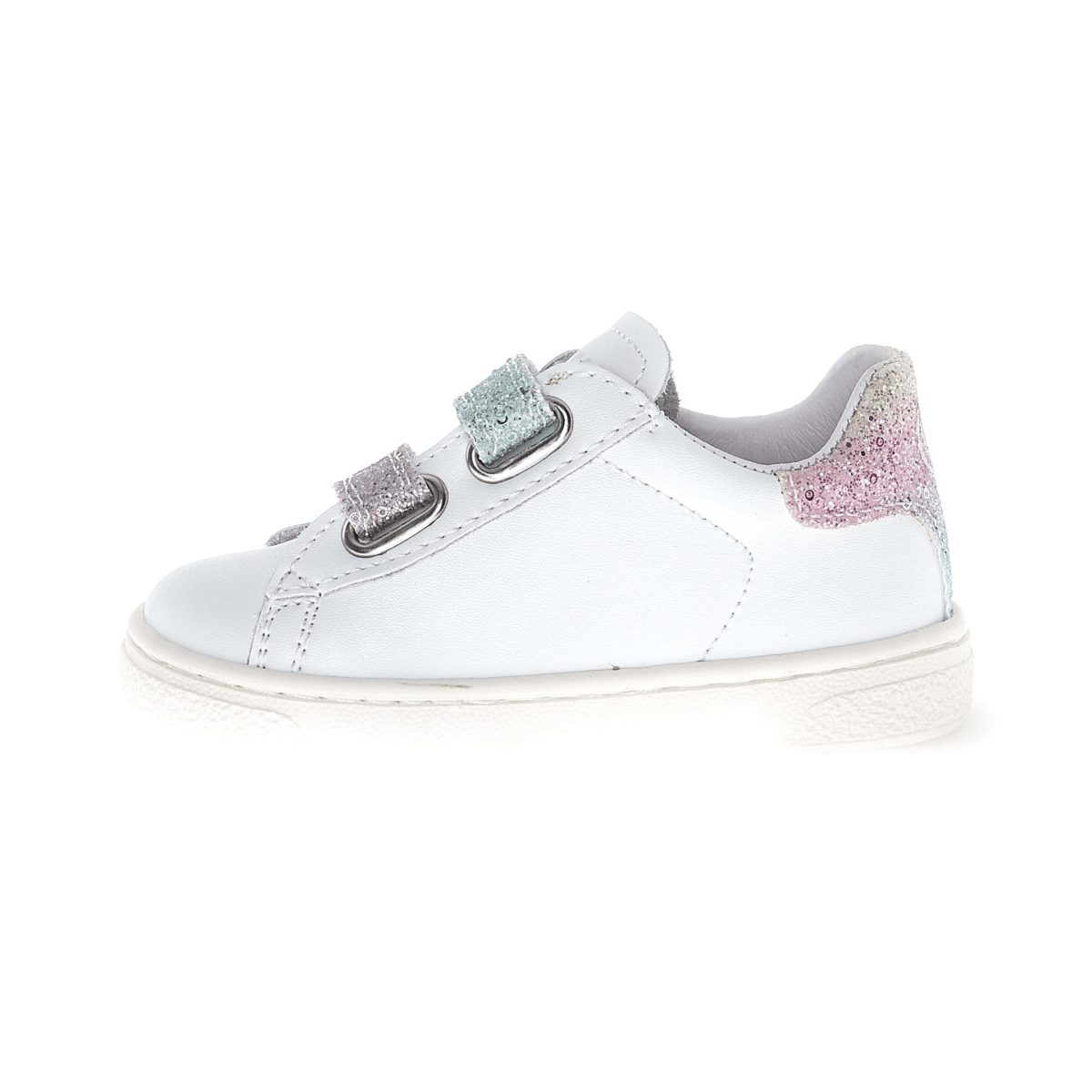 Naturino Girls (Sizes 27 - 31) Hasselt 2 VL White Leather/Blue/Pink Glitter - 1106313 - Tip Top Shoes of New York