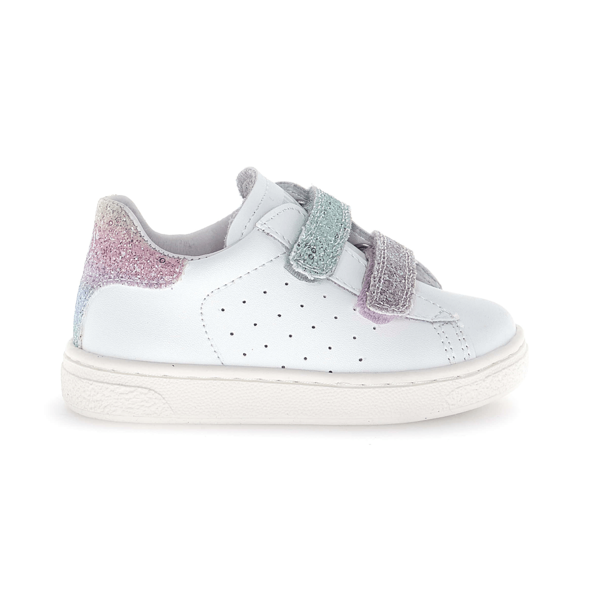 Naturino Girls (Sizes 27 - 31) Hasselt 2 VL White Leather/Blue/Pink Glitter - 1106313 - Tip Top Shoes of New York