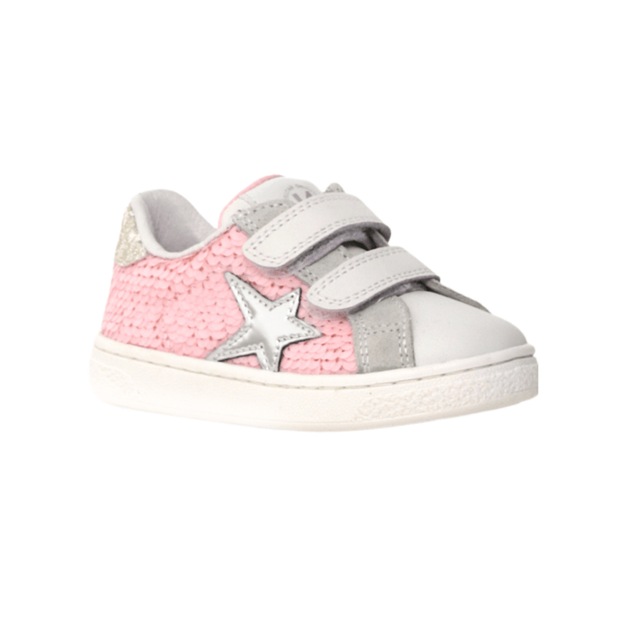 Naturino Girl's (Sizes 27 - 31) Pinn VL Platinum/Gray/Pink Paillettes - 1093830 - Tip Top Shoes of New York
