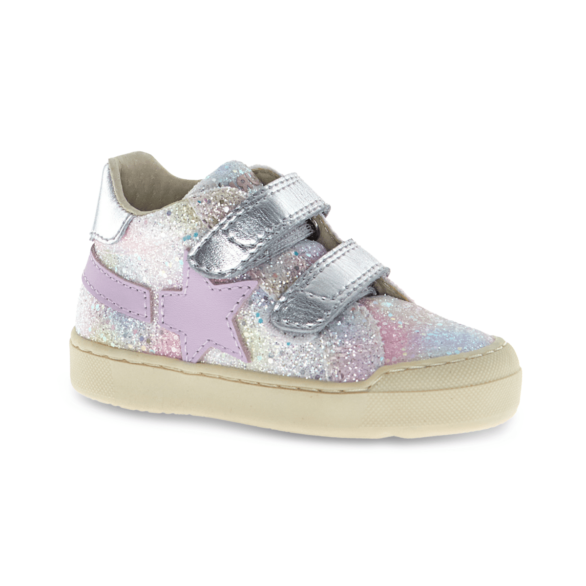 Naturino Girls' (Sizes 27 - 31) Singery VL Silver/Purple Star - 1100864 - Tip Top Shoes of New York