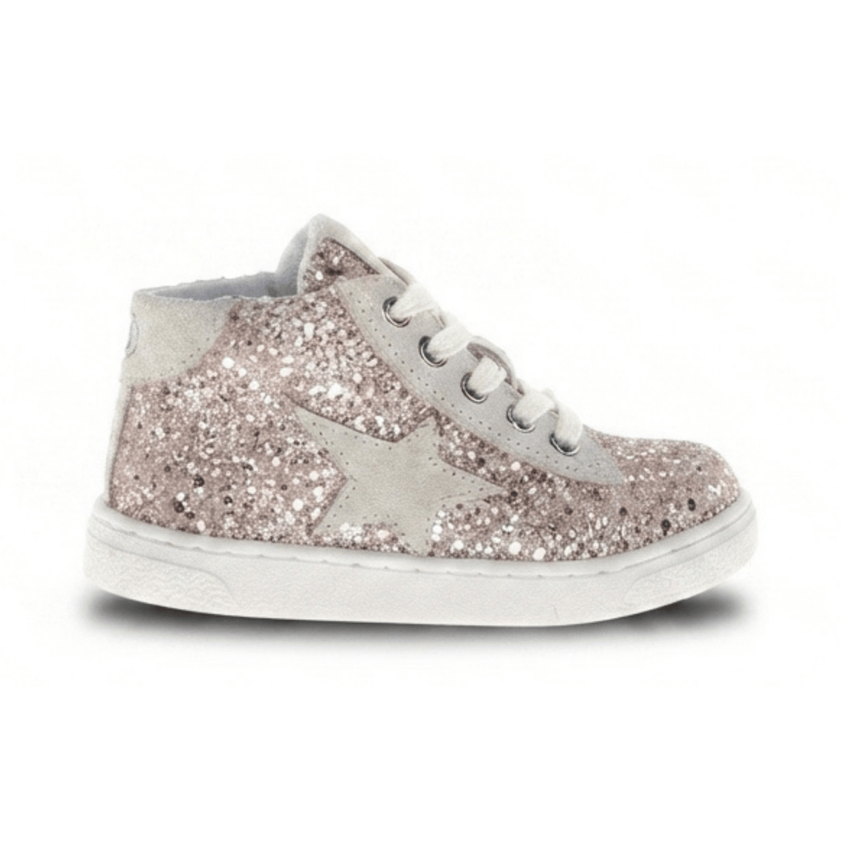 Naturino Girls (Sizes 27-32) Pinn High Zip Silver Glitter - 1112890 - Tip Top Shoes of New York
