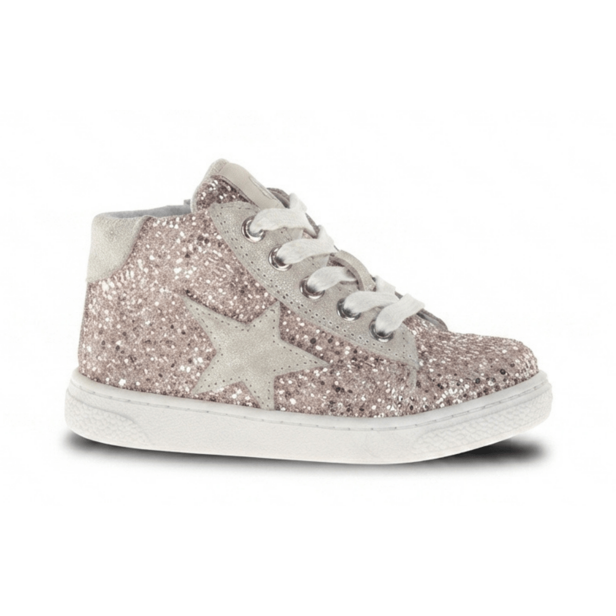 Naturino Girls (Sizes 27-32) Pinn High Zip Silver Glitter - 1112890 - Tip Top Shoes of New York
