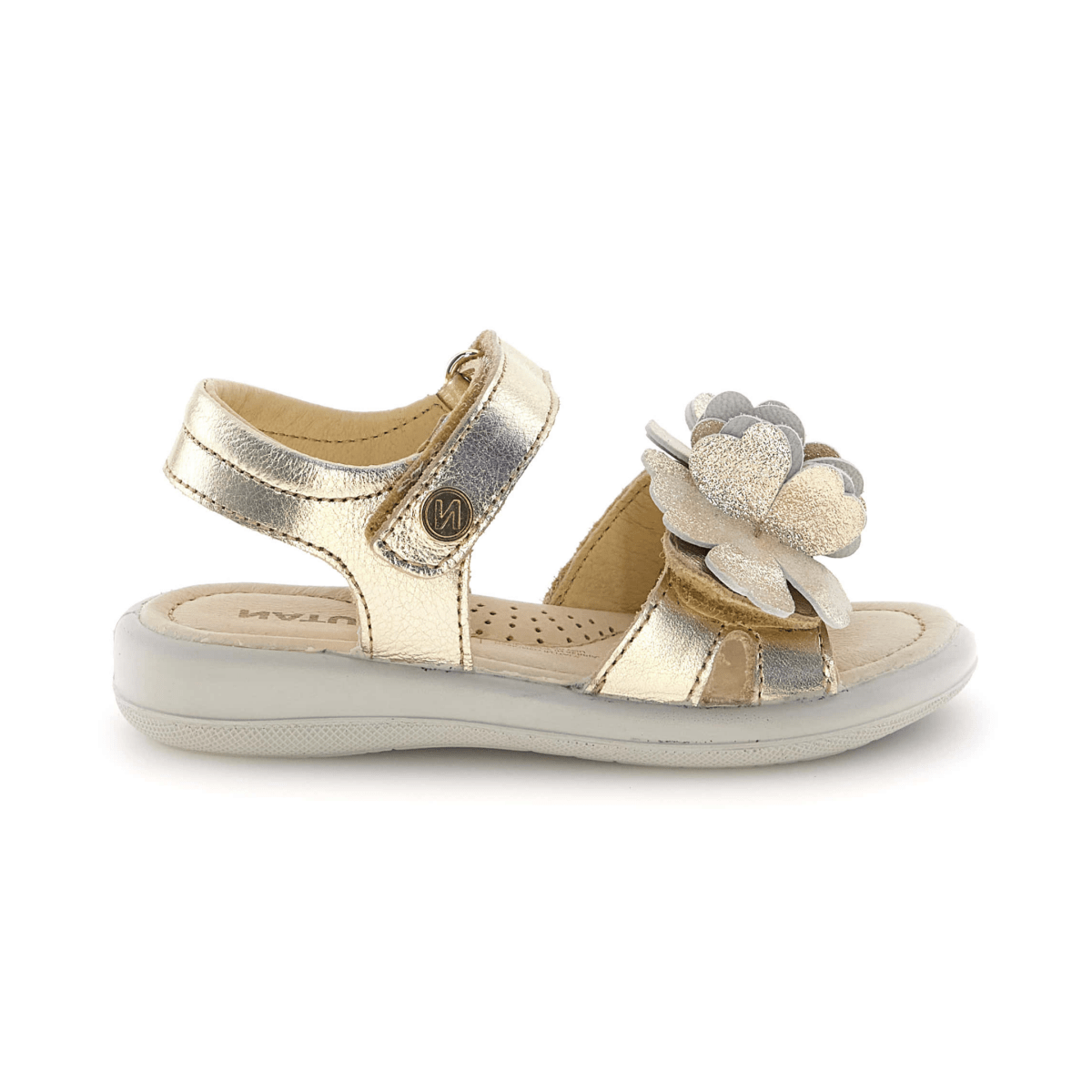 Naturino Girls (Sizes 27 - 32) Salya Metallic Gold/Glitter Flowers - 1106223 - Tip Top Shoes of New York