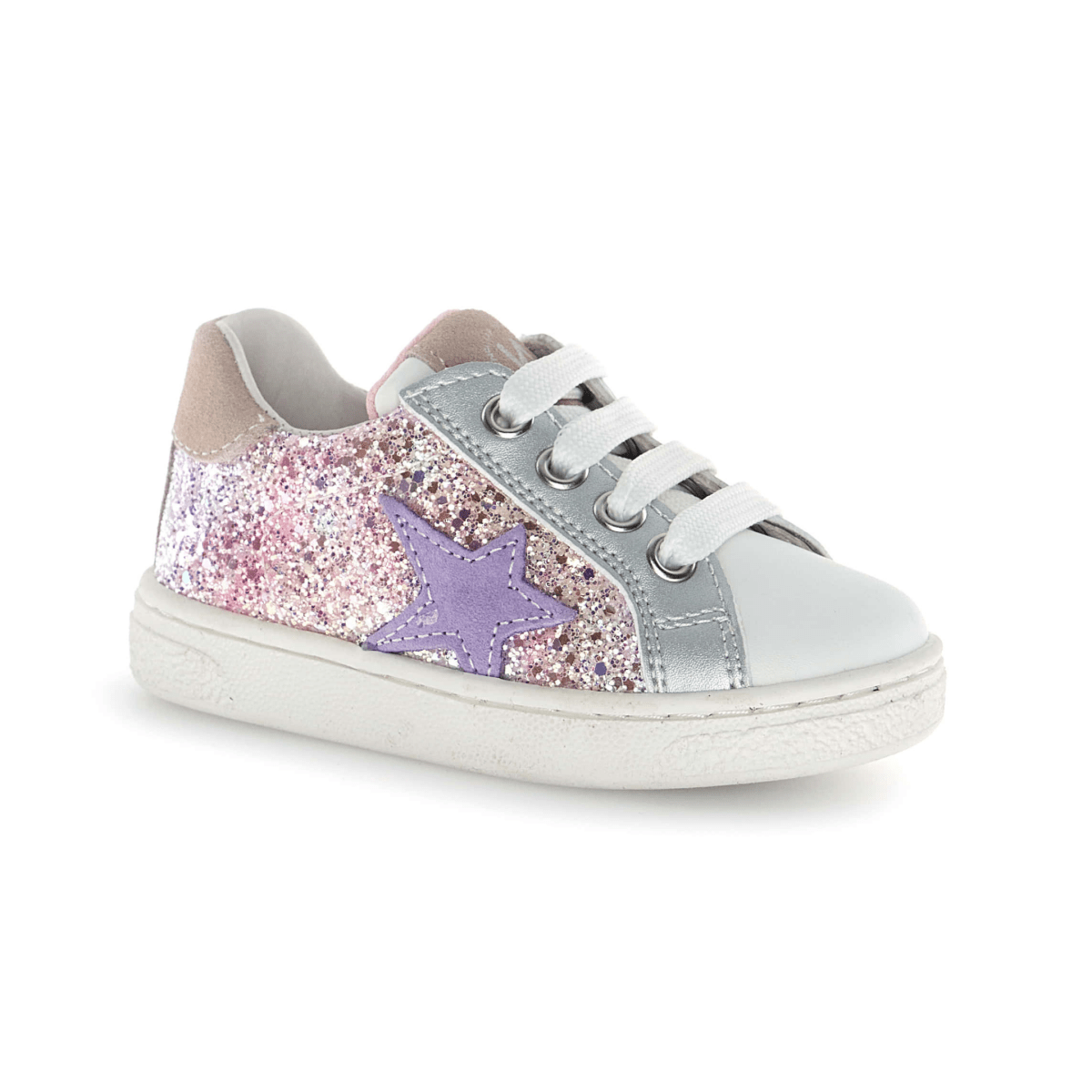 Naturino Girls (Sizes 27-33) Pinn Zip Pink Glitter/Silver/Purple Star - 1112908 - Tip Top Shoes of New York