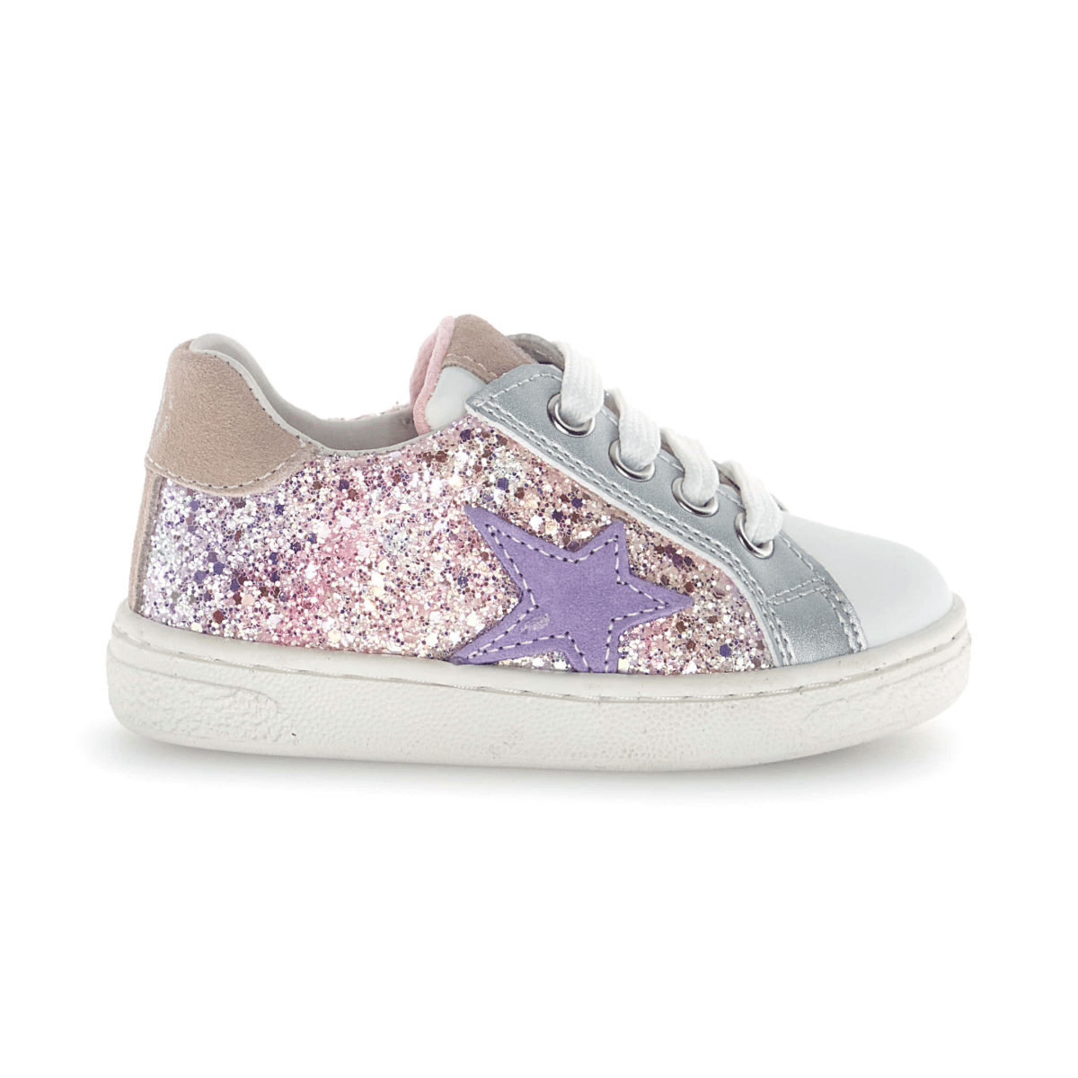Naturino Girls (Sizes 27-33) Pinn Zip Pink Glitter/Silver/Purple Star - 1112908 - Tip Top Shoes of New York