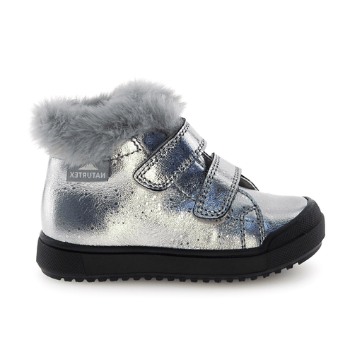 Naturino Girls' (Sizes 28-32) Dellen VL Silver Pebbled Leather