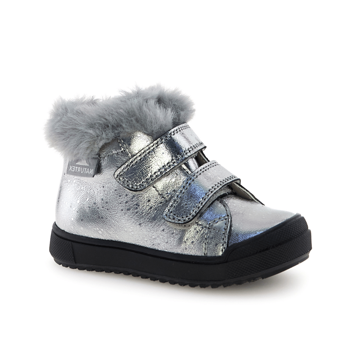 Naturino Girls' (Sizes 28 - 32) Dellen VL Silver Pebbled Leather Waterproof - 1100074 - Tip Top Shoes of New York