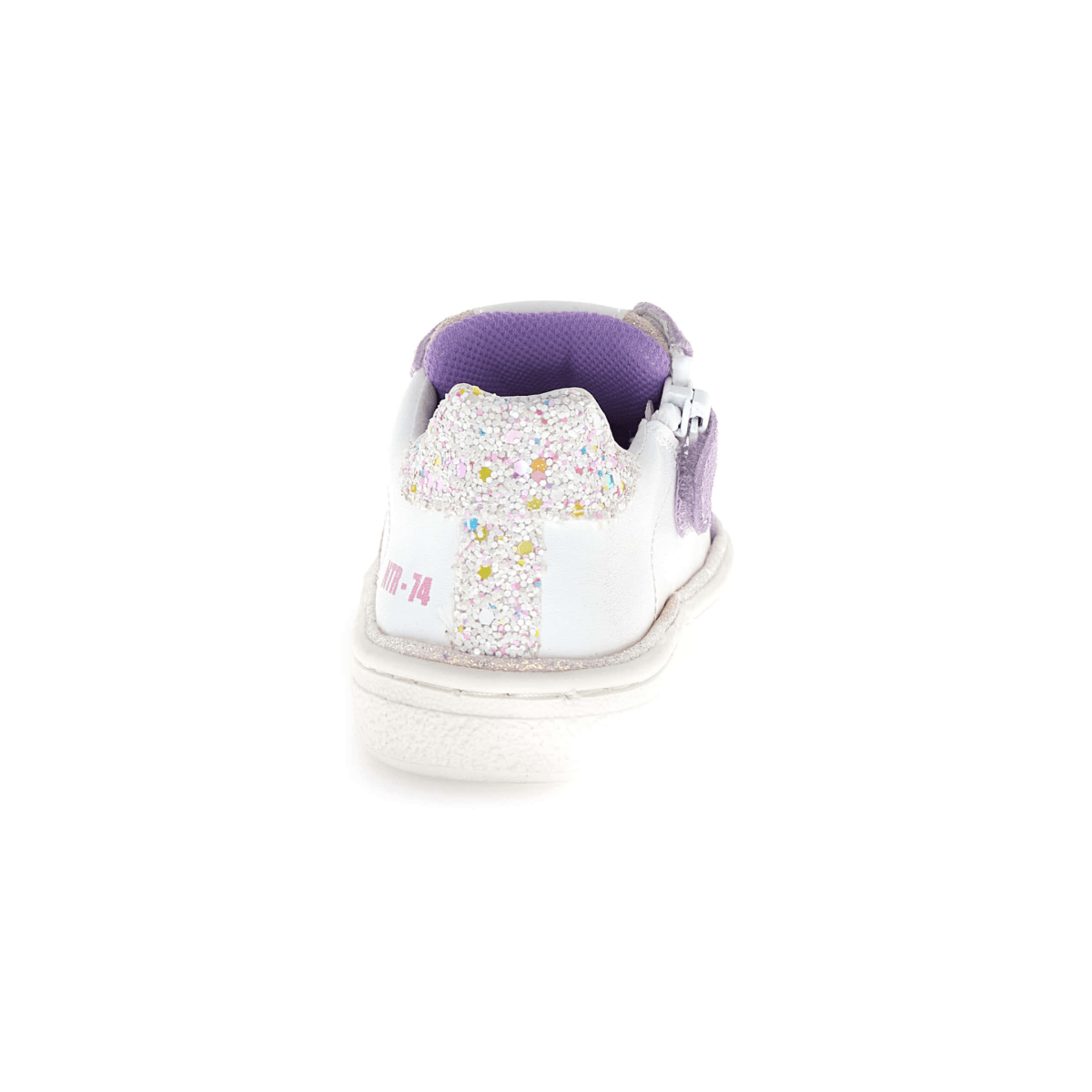Naturino Girls (Sizes 28 - 34) Pinn Zip White Leather/Purple Suede/Pink Glitter - 1106359 - Tip Top Shoes of New York