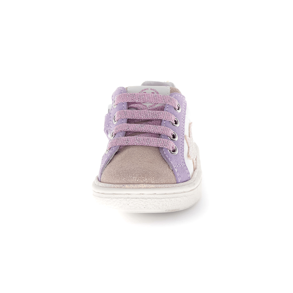 Naturino Girls (Sizes 28 - 34) Pinn Zip White Leather/Purple Suede/Pink Glitter - 1106359 - Tip Top Shoes of New York