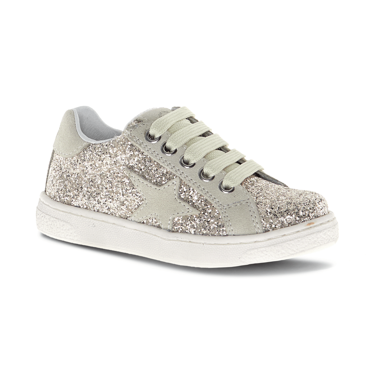 Naturino Girls' (Sizes 33 - 35) Pinn Zip Silver Glitter Star - 1100843 - Tip Top Shoes of New York