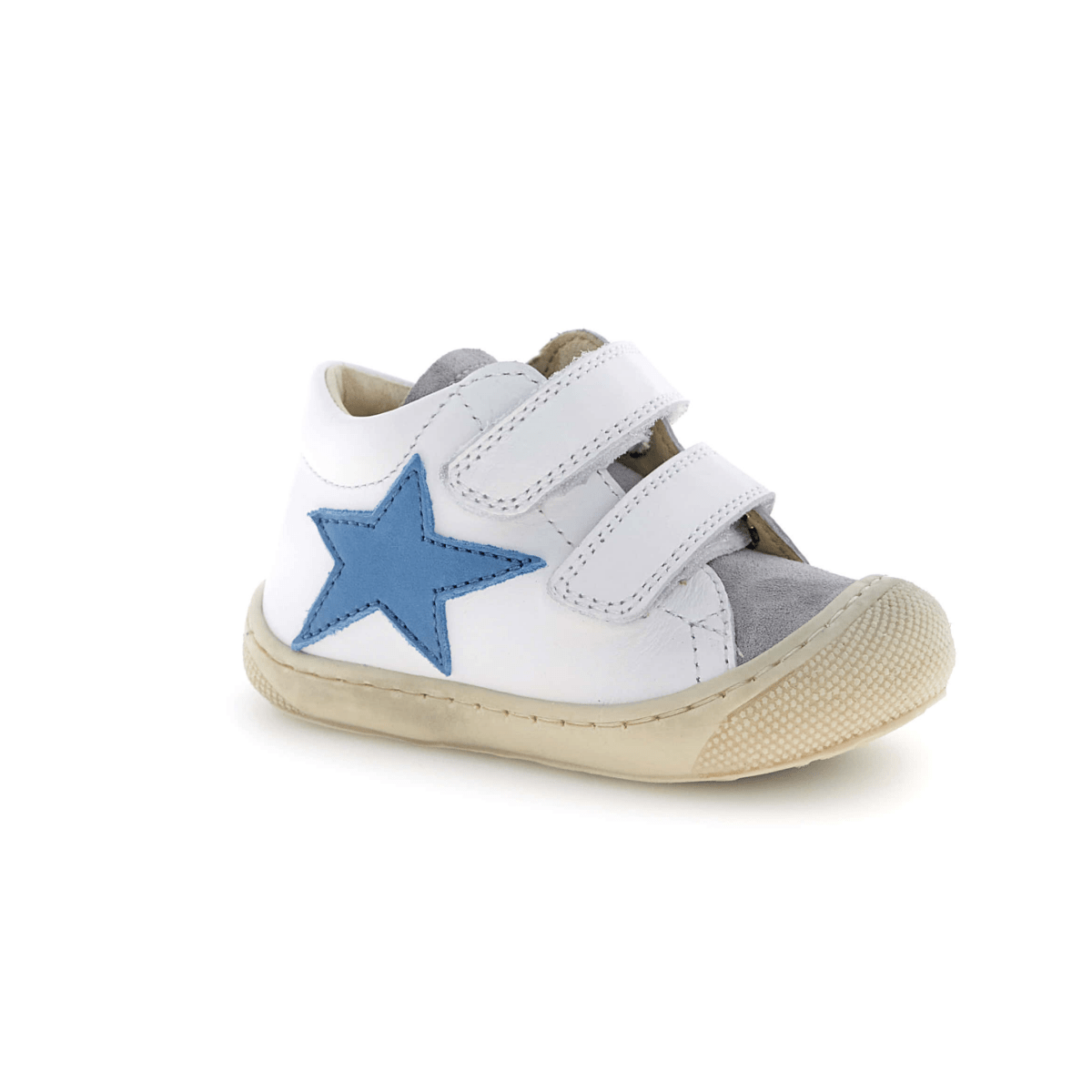 Naturino Toddlers (Sizes 20 - 23) Kolde VL White Leather/Blue Star/Grey Suede - 1105730 - Tip Top Shoes of New York
