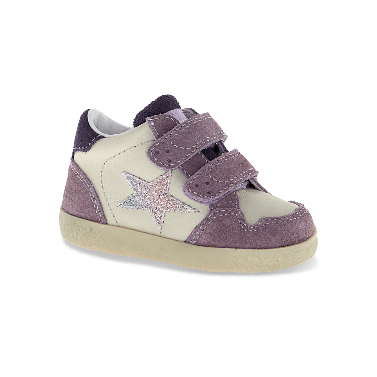 Naturino Toddlers' (Sizes 21 - 26) Falcotto Alnoite High 2 VL White/Purple/Glitter Star - 1100590 - Tip Top Shoes of New York