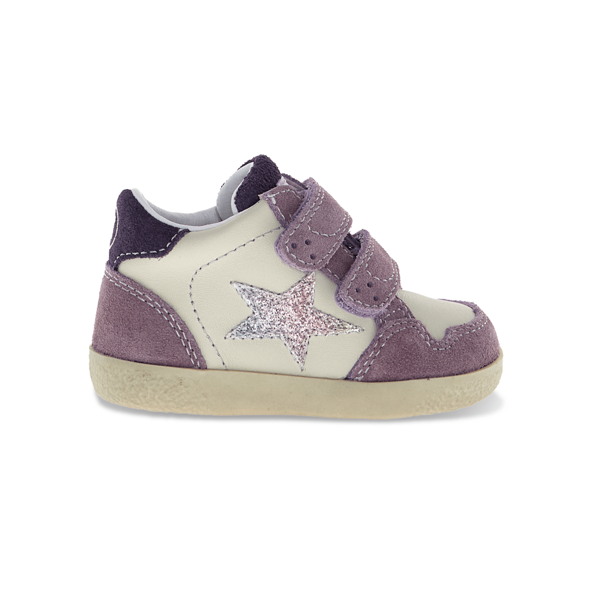 Naturino Toddlers' (Sizes 21 - 26) Falcotto Alnoite High 2 VL White/Purple/Glitter Star - 1100590 - Tip Top Shoes of New York