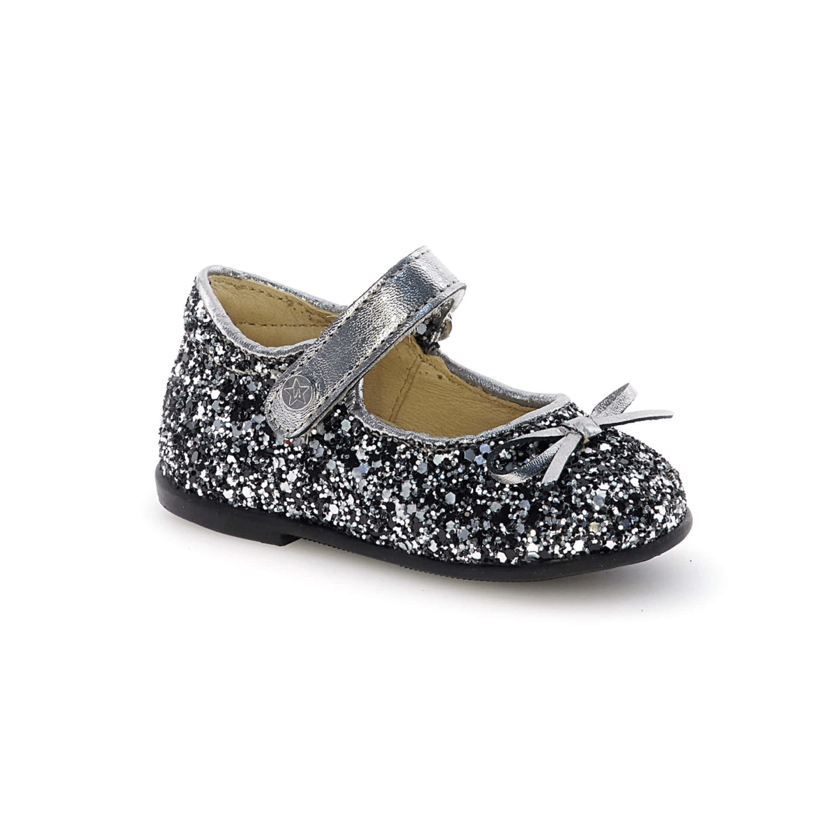 Naturino Toddler's (Sizes 22 - 26) Ballet Black/Silver Glitter Mary Jane - 1099961 - Tip Top Shoes of New York