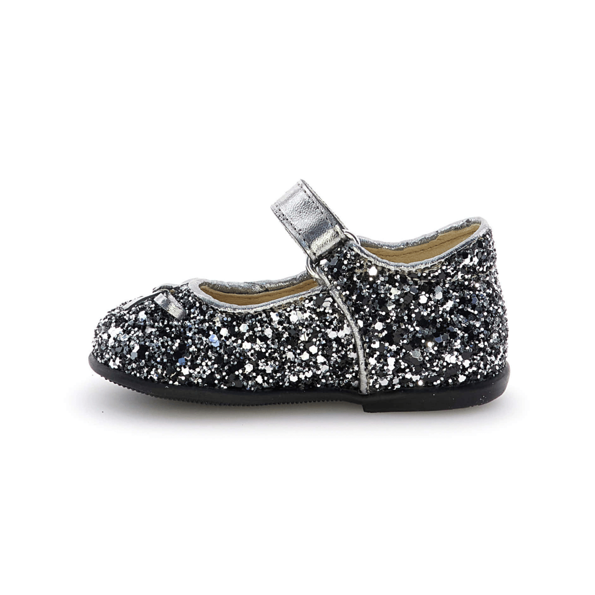 Naturino Toddler's (Sizes 22 - 26) Ballet Black/Silver Glitter Mary Jane - 1099961 - Tip Top Shoes of New York